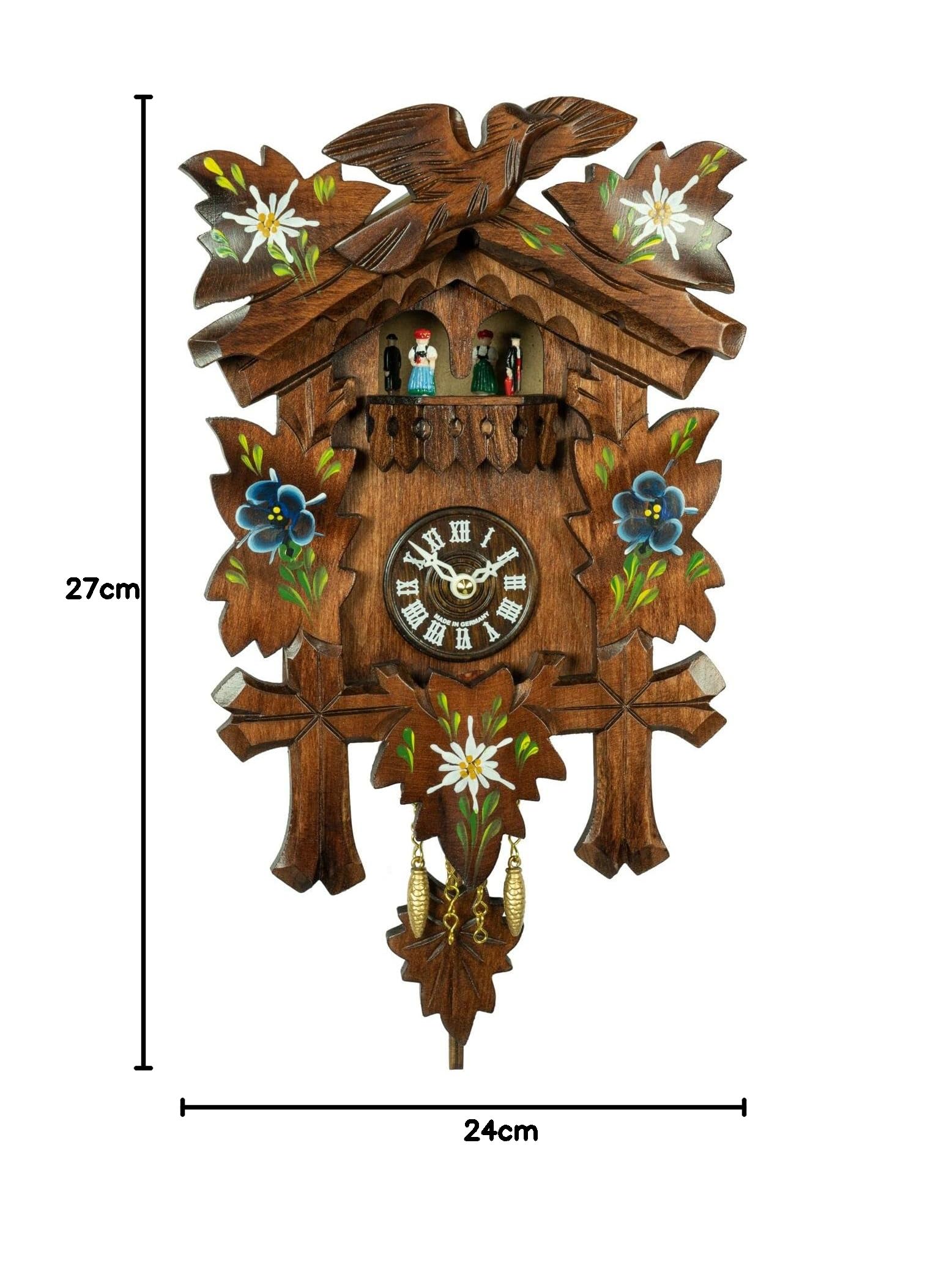 Trenkle Kuckulino Schwarzwalduhr Schweizerhaus mit Quarzwerk und Kuckuckruf, drehende Tänzer