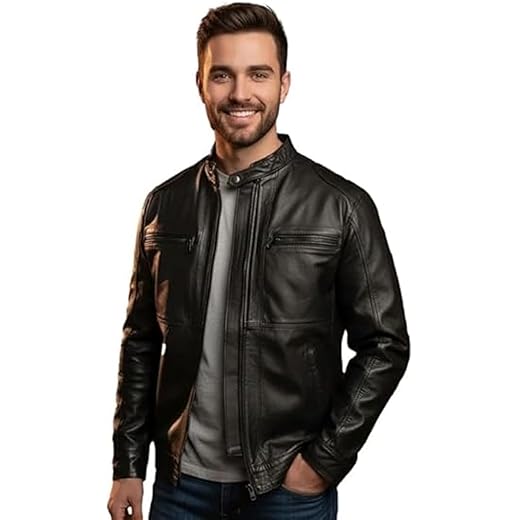 Jaqueta Masculina em Couro Legítimo, Estilo Esportivo, para Inverno