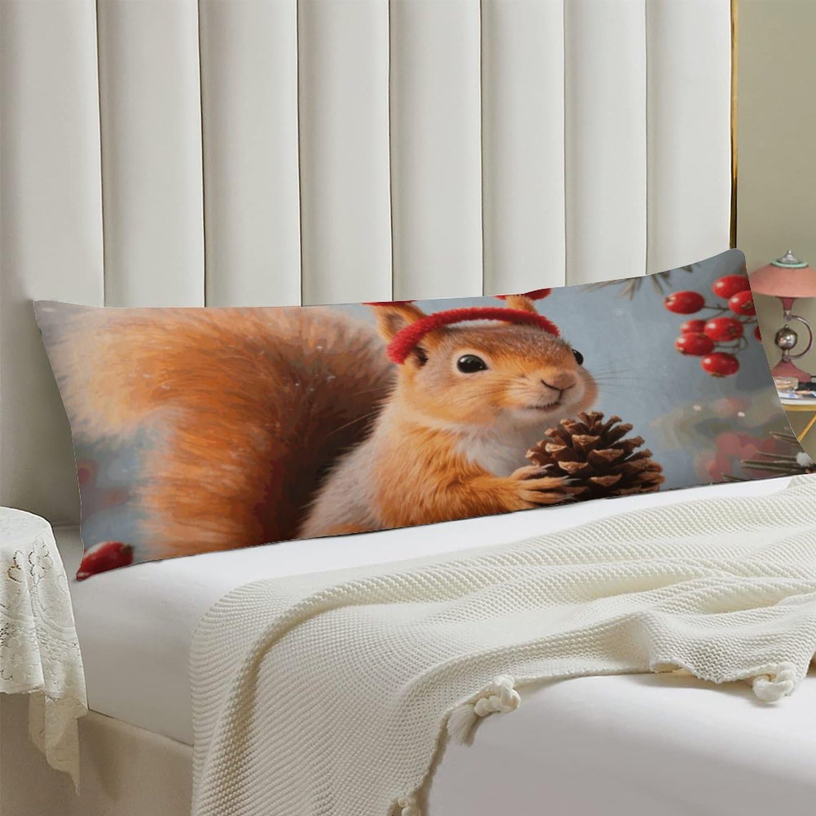 Body Pillow Cover 20x54 Long Pillow Case with Invisible Zipper Breathable Microfiber Squirrel Pillowcase Soft Cozy Protector for Bedroom Couch Sofa Bed Home Decor All Seasons