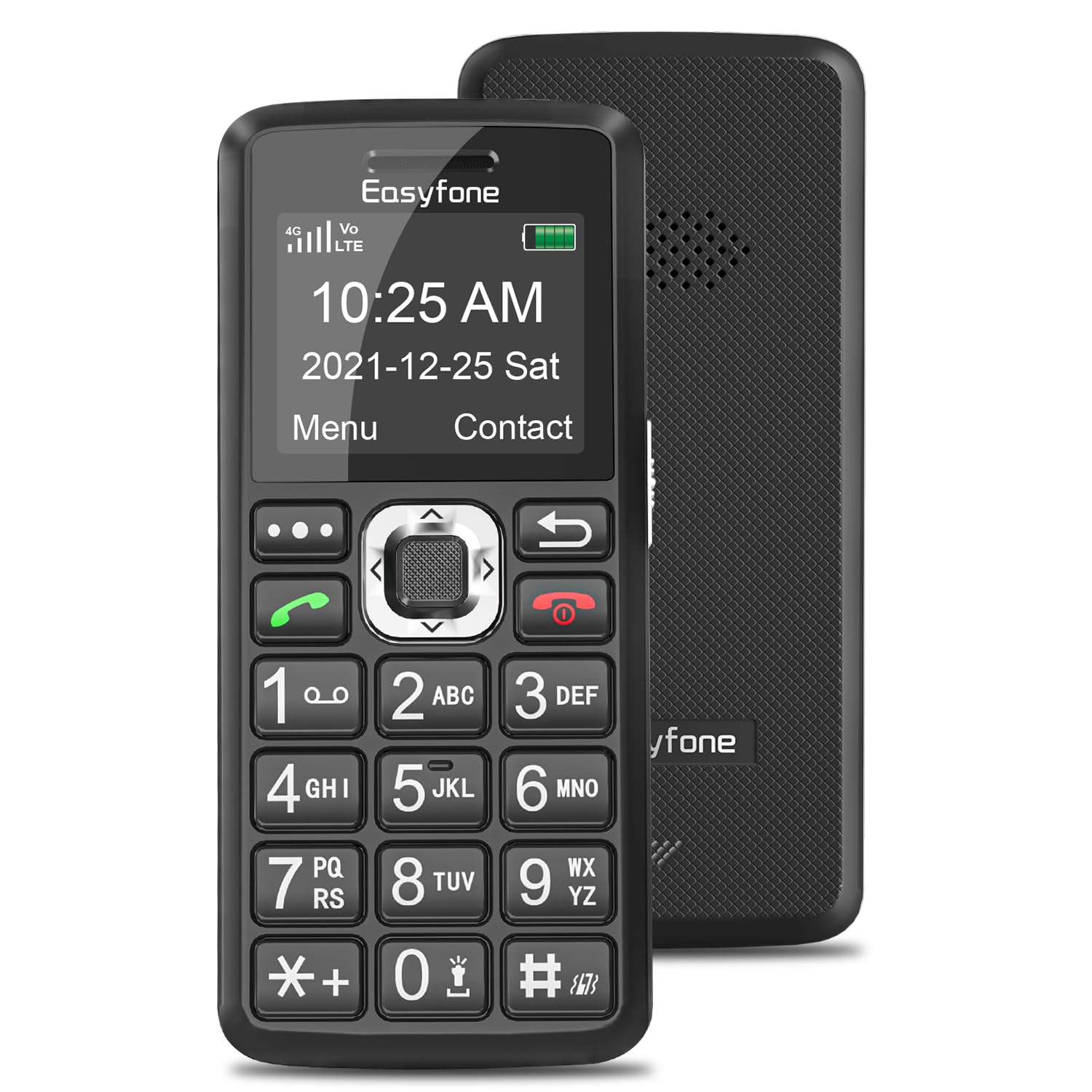 Easyfone T200 4G Sim-Free Feature Mobile Phone, Easy-to-Use Big Button Clear Sound Dumb Basic Phone for Seniors and Kids or Digital Detox (Black)