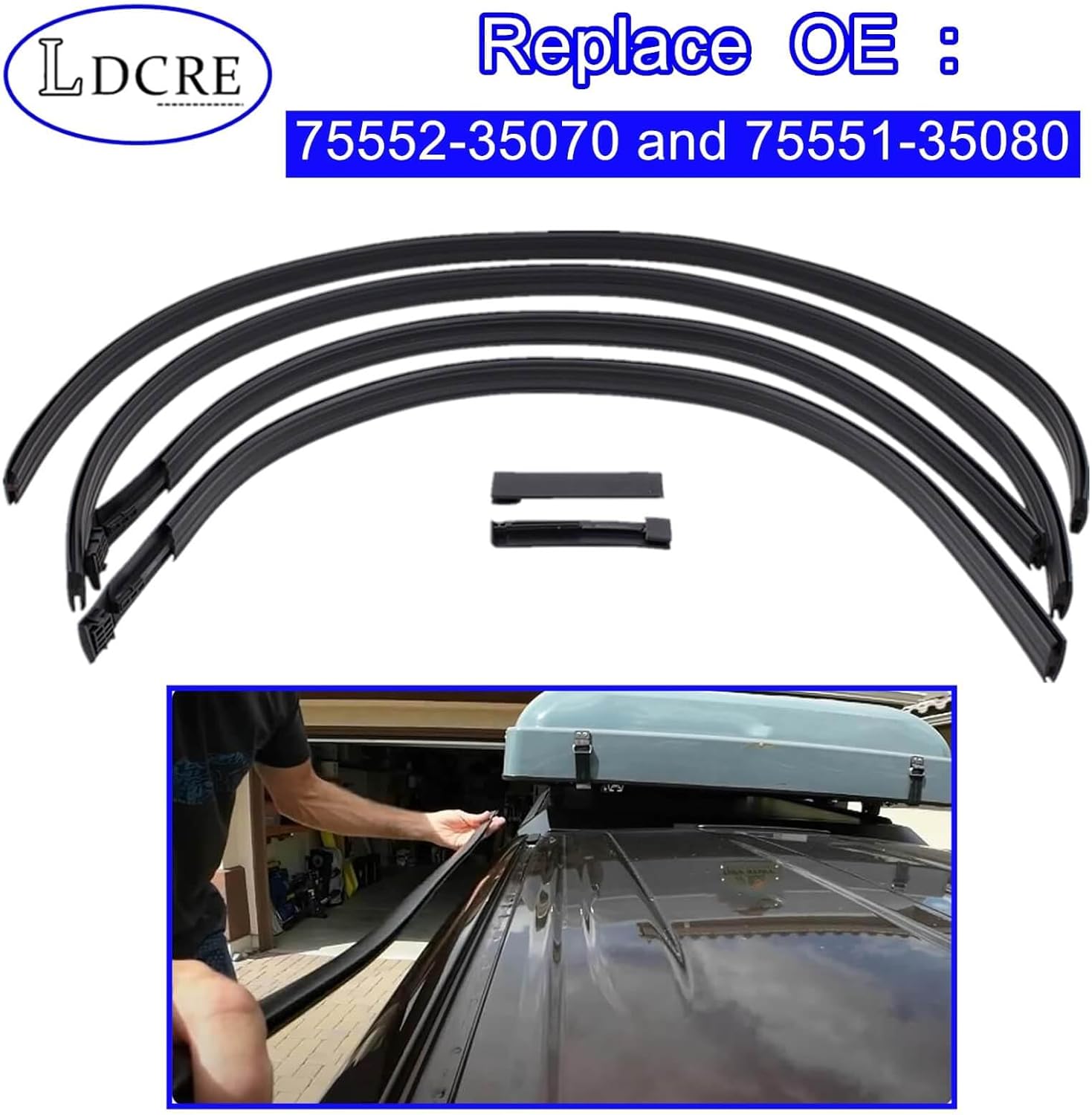 6PCS Roof Drip Molding Weatherstrip Compatible with Toyota 4Runner 2010-2024, Left & Right Side Roof Trim Seal Kit, Replace 75552-35070 75551-35080
