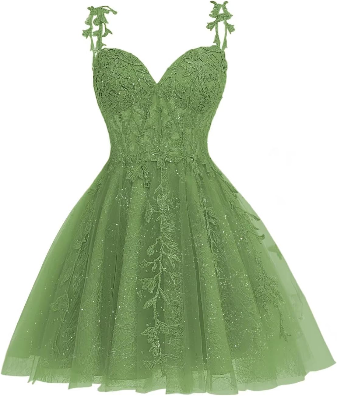 SYYS Rhinestone Lace Applique Homecoming Dresses 2025 Illusion Floral Tulle Short Prom Dress SYYS349