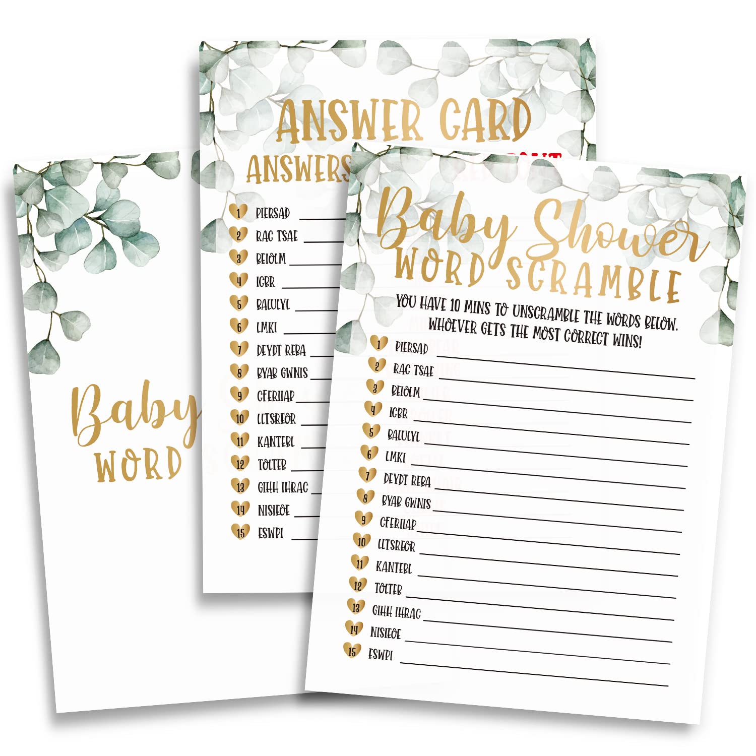 Buy Greenery Baby Shower Games Baby Shower Word Scramble, 31 Cards