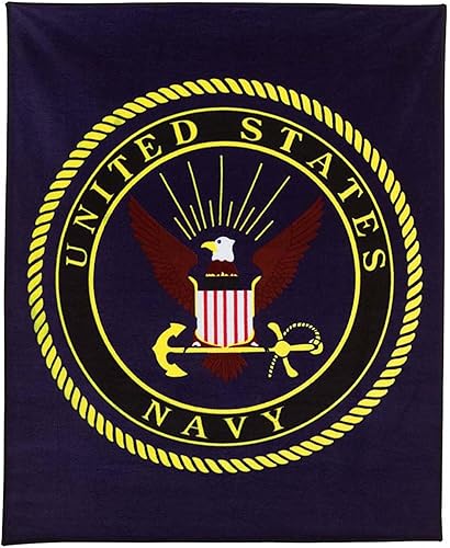 Rothco Manta de forro polar con insignia militar, 50 x 60 pulgadas, azul marino