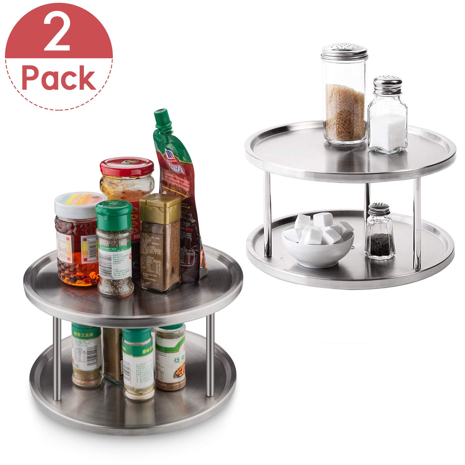 Buy Stainless Steel 2 Tier Lazy Susan Spice Rack Organizer, Abuff Lazy