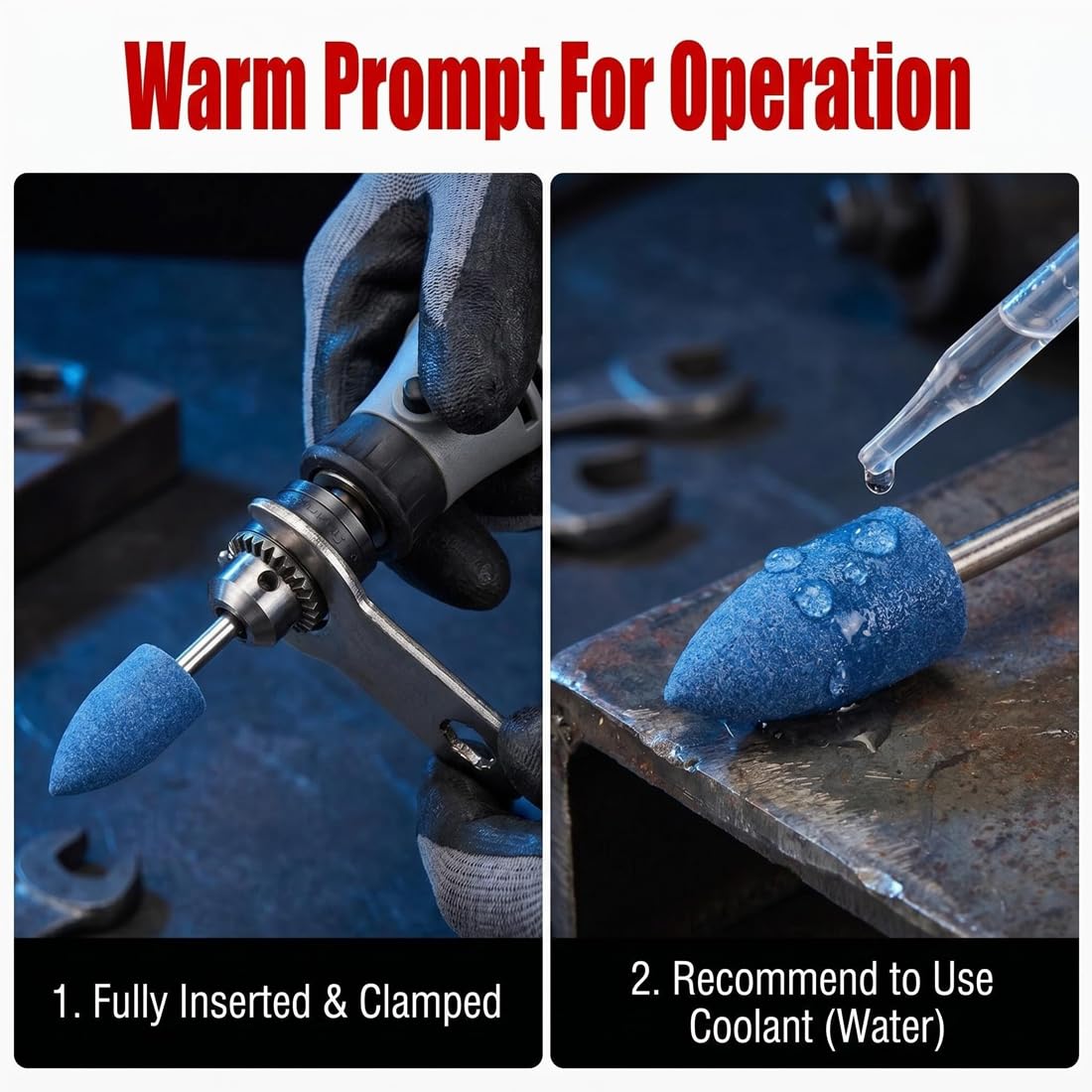 100 Pcs Grinding Stones Set, 1/8 Inch Shank Abrasive Stone Mounted Sharpening Bits Grinding Points for Rotary Tools (Blue)