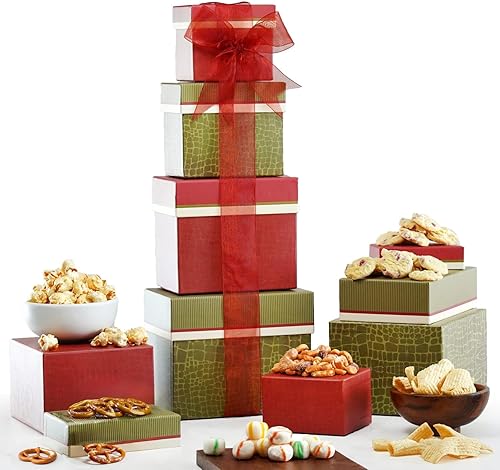 Caja de regalo con forma de torre de snacks gourmet para mujeres, hombres, familias, universidad – Apreciación, agradecimiento, felicitaciones