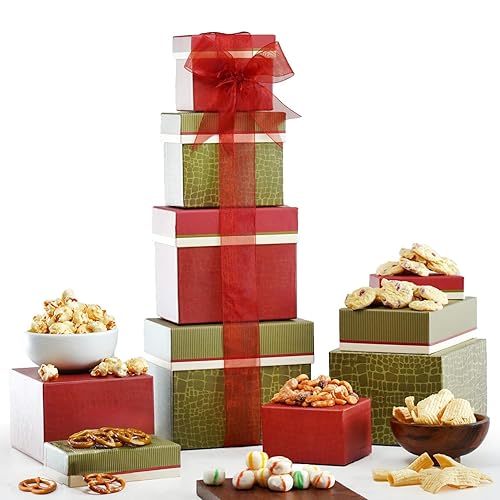 Broadway Basketeers Paquete de 4 cajas de regalo de comida gourmet para mujeres, hombres, familias, universidad, entrega para vacaciones,