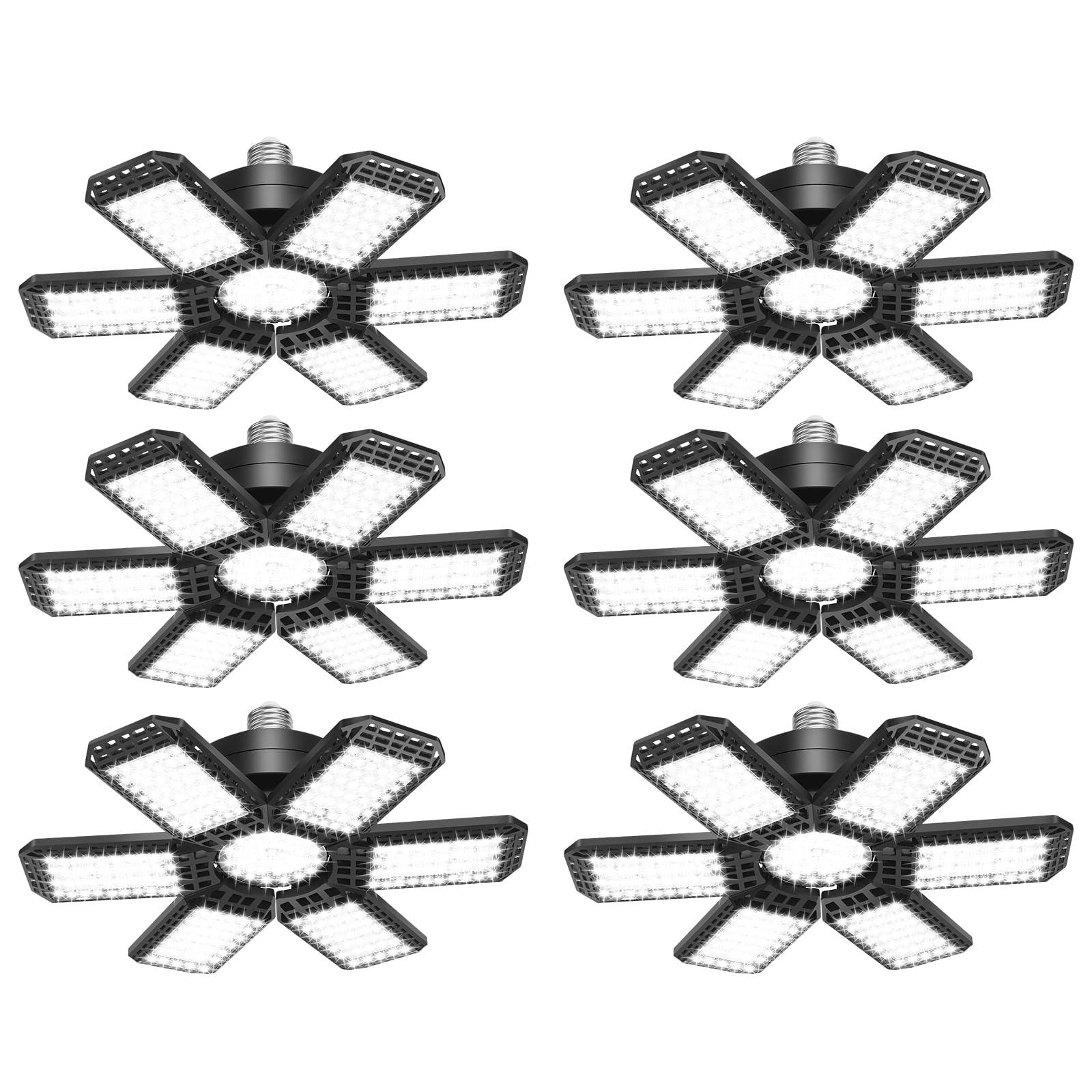 6 Pack LED Garage Light 200W 20000LM 6500K LED Shop Lights Garage Lights Ceiling Led with 6 1