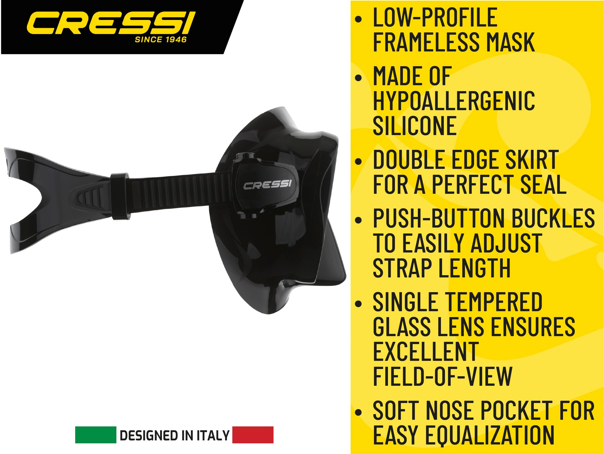 Cressi Schnorchelset für Tauchen, Freitauchmaske & Trockenschnorchel | F1 & Supernova Dry: entworfen in Italien