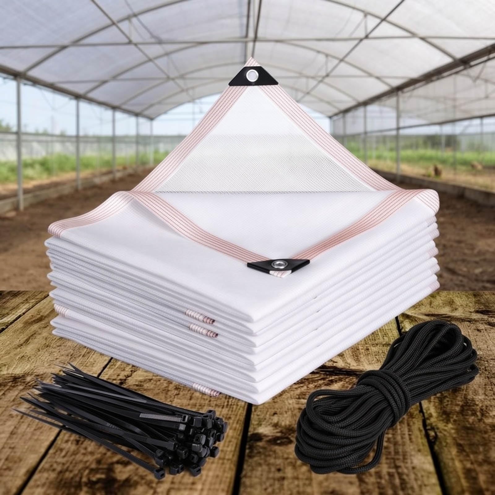 Bianco per serra e giardino, blocco UV 50%, tessuto Recle e tessuto, materiale traspirante per piante e vetables, protezione solare esterna con occhielli (90%, 6 x 15 m)