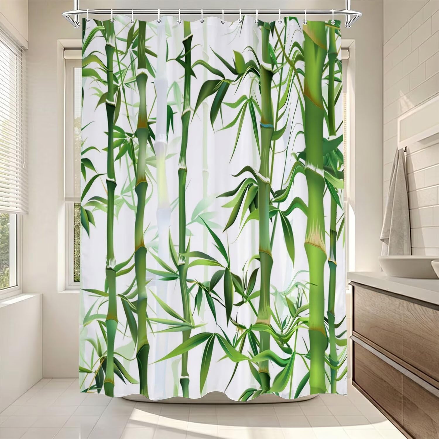 Rideaux de douche bambou pour salle de bain zen et baignoire moderne 140x190cm ZO-923