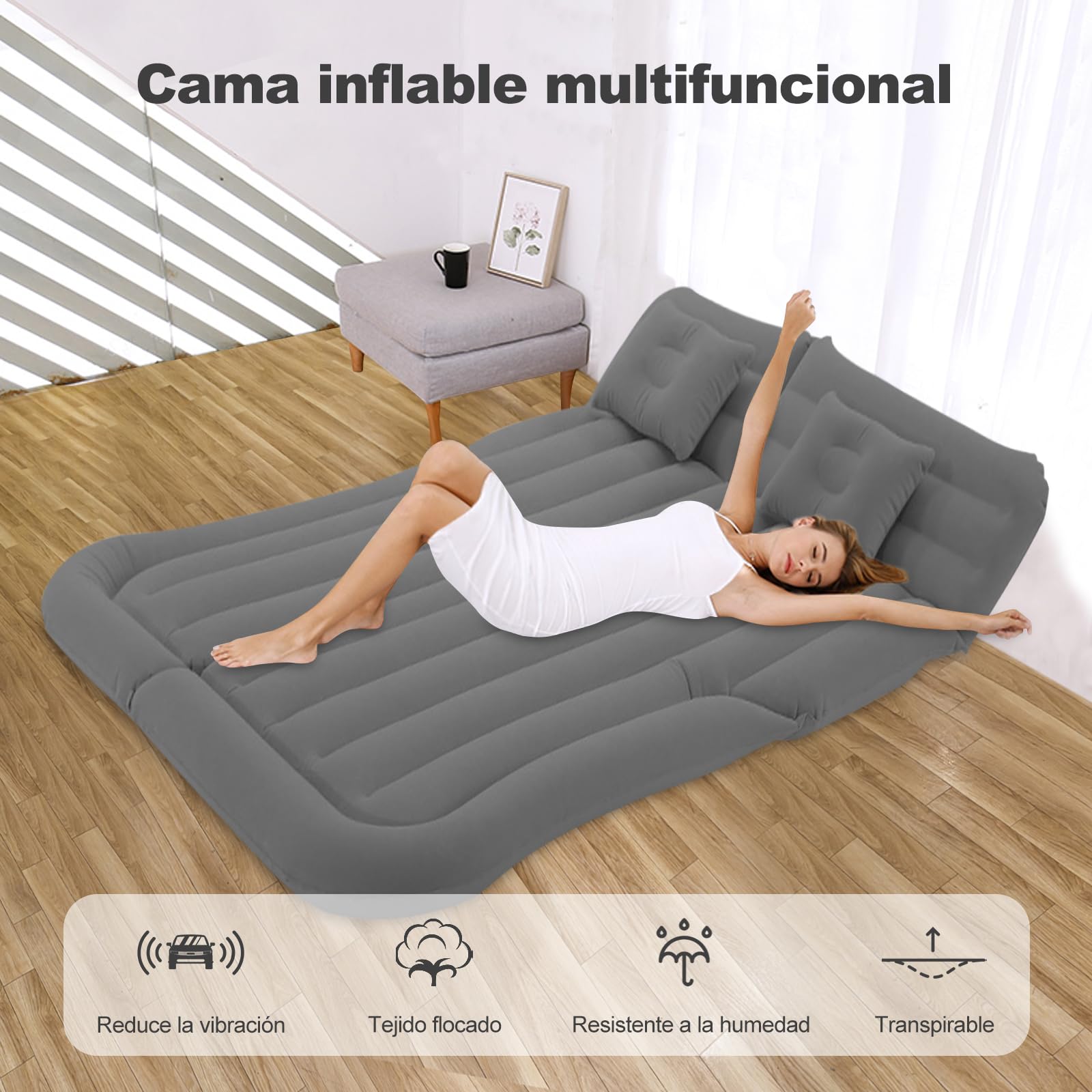 Ergocar Colchón Coche Bomba de Aire Eléctrica SUV MPV Plegable Doble Cama Colchones de Aire para Camping