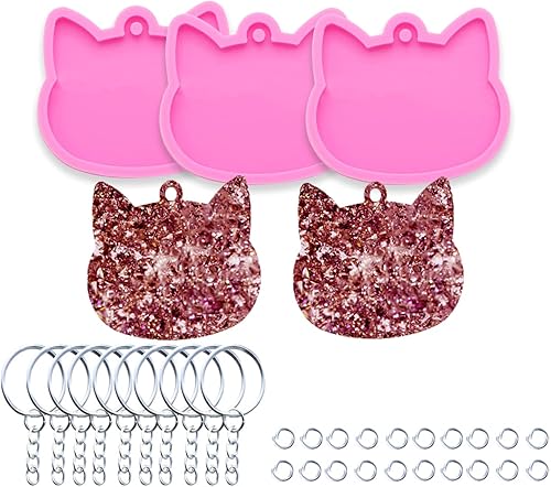 Miniatura 6 de AMZTOART 3 moldes de silicona de resina de corazón mini súper brillante, molde de llavero para manualidades, resina epoxi, molde de dijes de arte