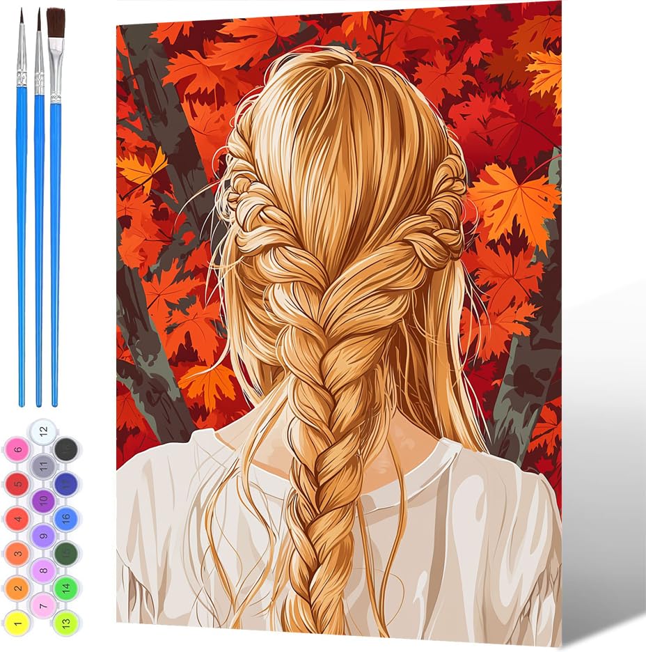 Pintura por Números para Adultos Chica, Painting by Numbers Kits Bosque, DIY Pintura por números para adultosy niños, con Pinceles Pigmento Acrílico (sin marco), Decoraciones del Hogar 50x70cm -1566