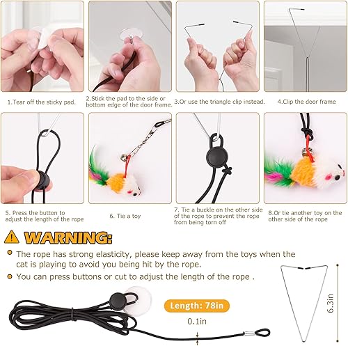 Miniatura 5 de HOSFROLL Juguetes para gatos, paquete de 2 juguetes interactivos 3 en 1 para gatos de interior con súper ventosa pegajosa, desmontables, 10 piezas