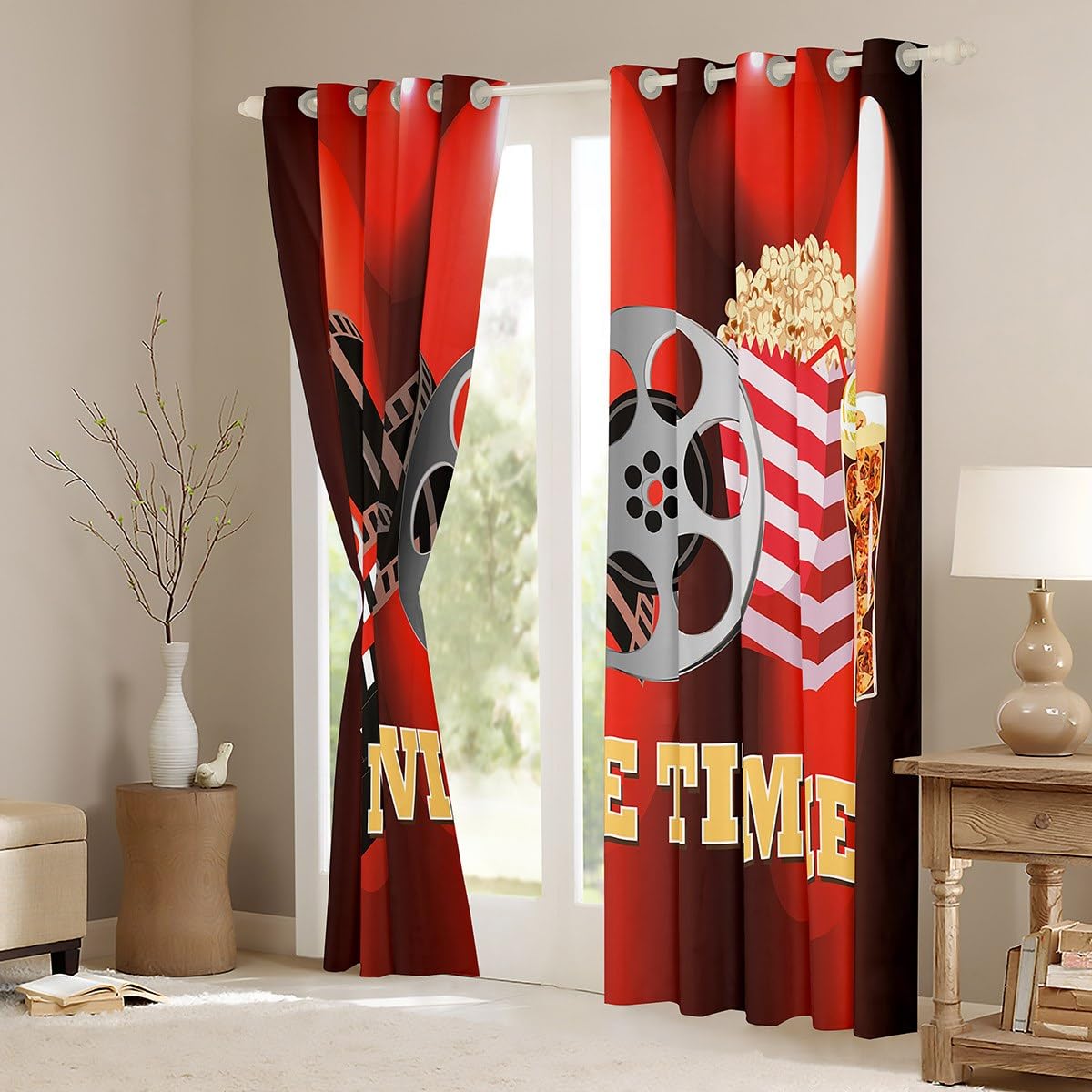 Tende oscuranti per camera da letto, soggiorno, sala cinematografica, tende oscuranti per cinema, tende oscuranti per finestre con popcorn, 167 x 183 cm (larghezza x lunghezza)
