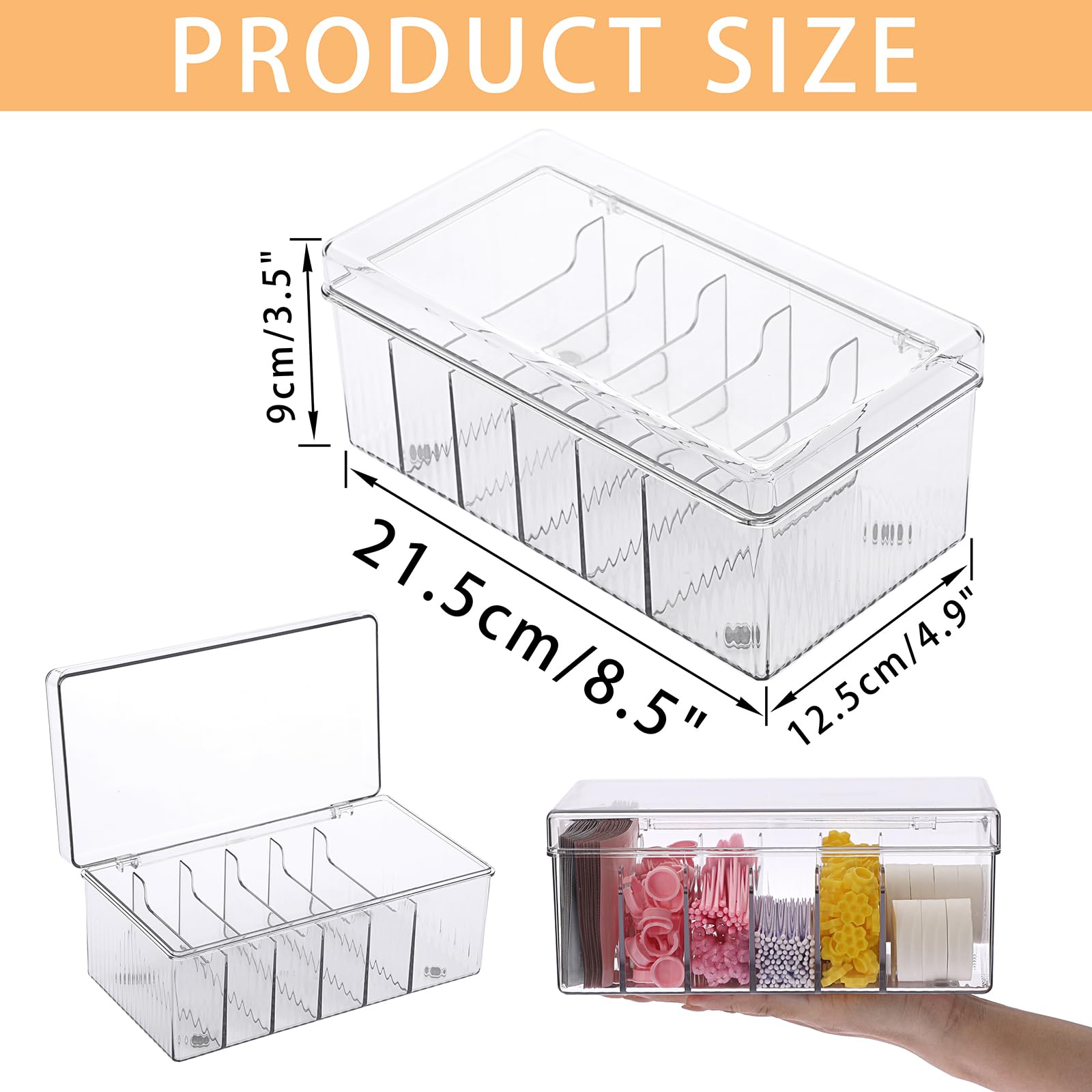ELLDOO Lash Extension Organizer Box, Acrylic Large Capacity Eyelash Supplies Organizer Storage Box, Lashes Supplies Storage Container
