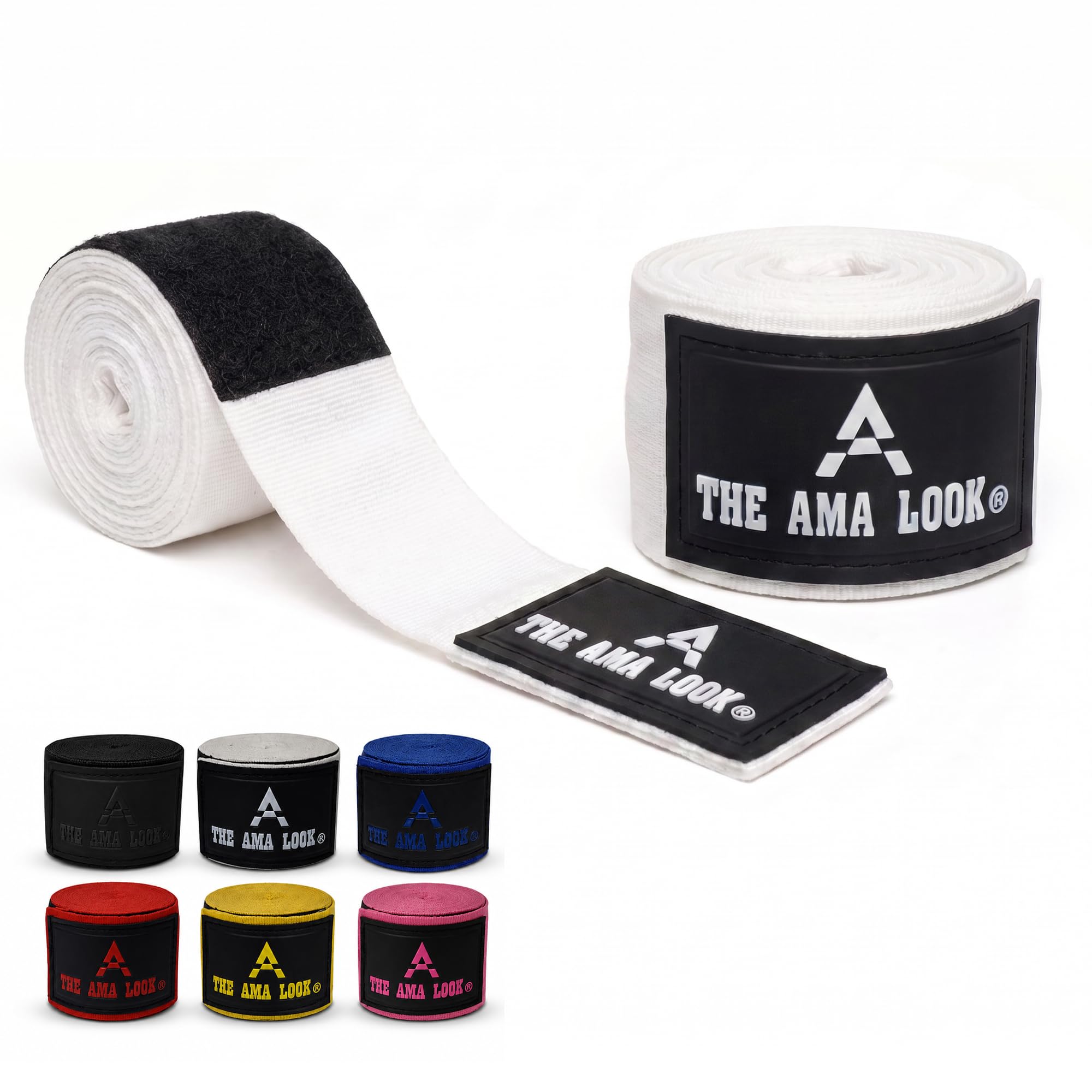 The AMA LOOK Boxing Hand Wraps for Men & Women, 2.5M / 4.5M Elastic, Wrist & Knuckle Protection for Boxing, MMA, Muay Thai, Kickboxing, Punch Bag Training (White, 4.5M)