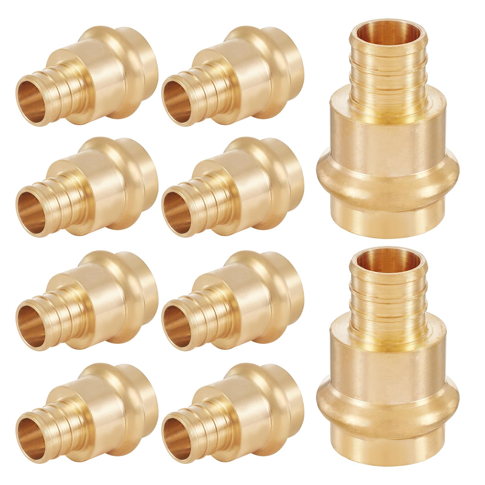 HeSun Lot de 10 adaptateurs de raccord à sertir en laiton, raccord à sertir 1,9 cm x 1,9 cm PEX F1807, laiton LF