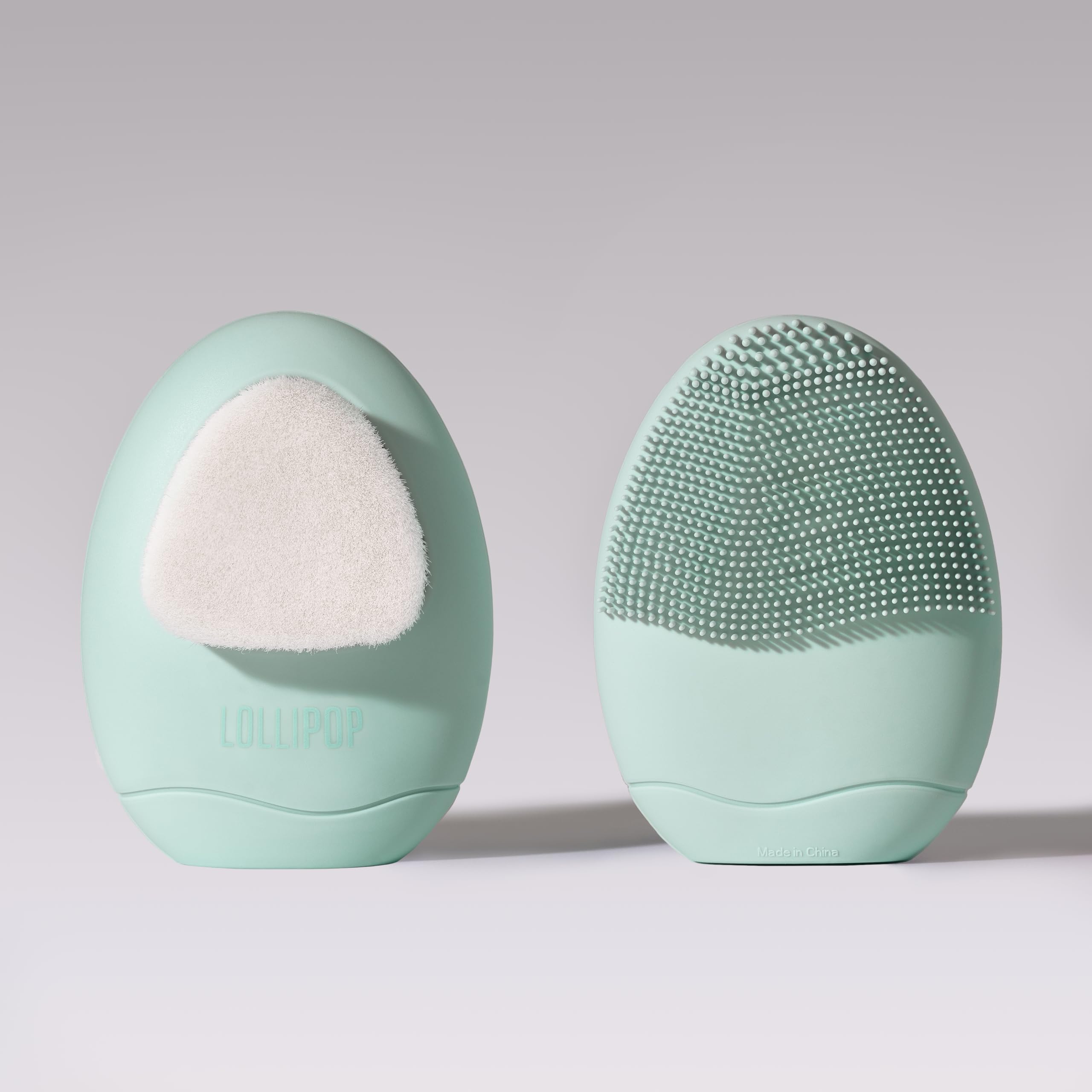 LOLLIPOP Dual-Sided Facial Cleansing Brush | Palm Size Silicone Face Exfoliator and Soft Fiber Cleanser | Manual Face Scrubber for Pores, Makeup