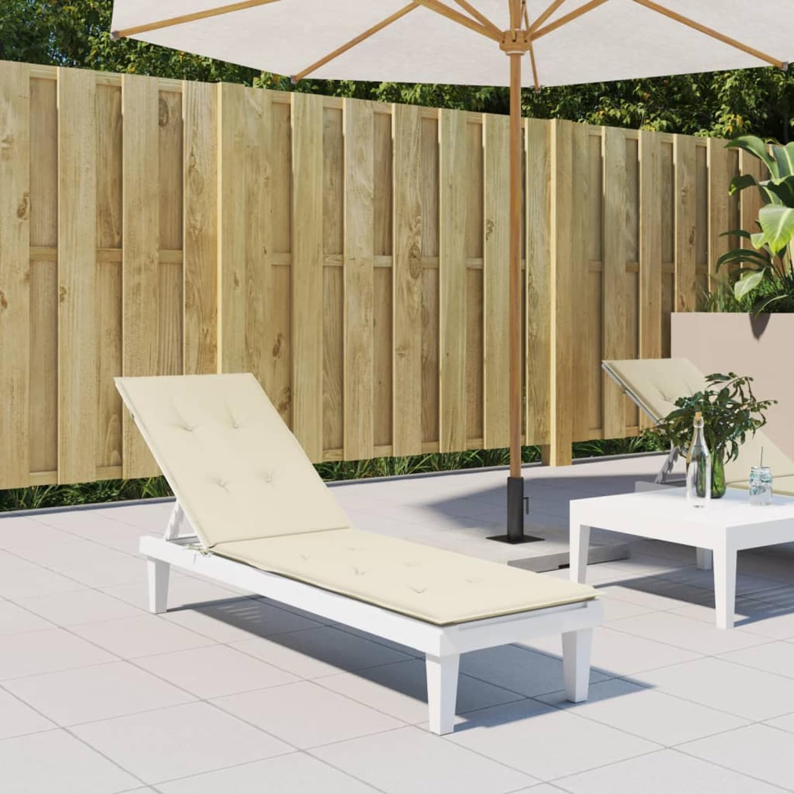 Gecheer Cuscino per lettino color crema (75+105) X50X3 cm Materassino per lettino da giardino, cuscino decorativo per panca esterna