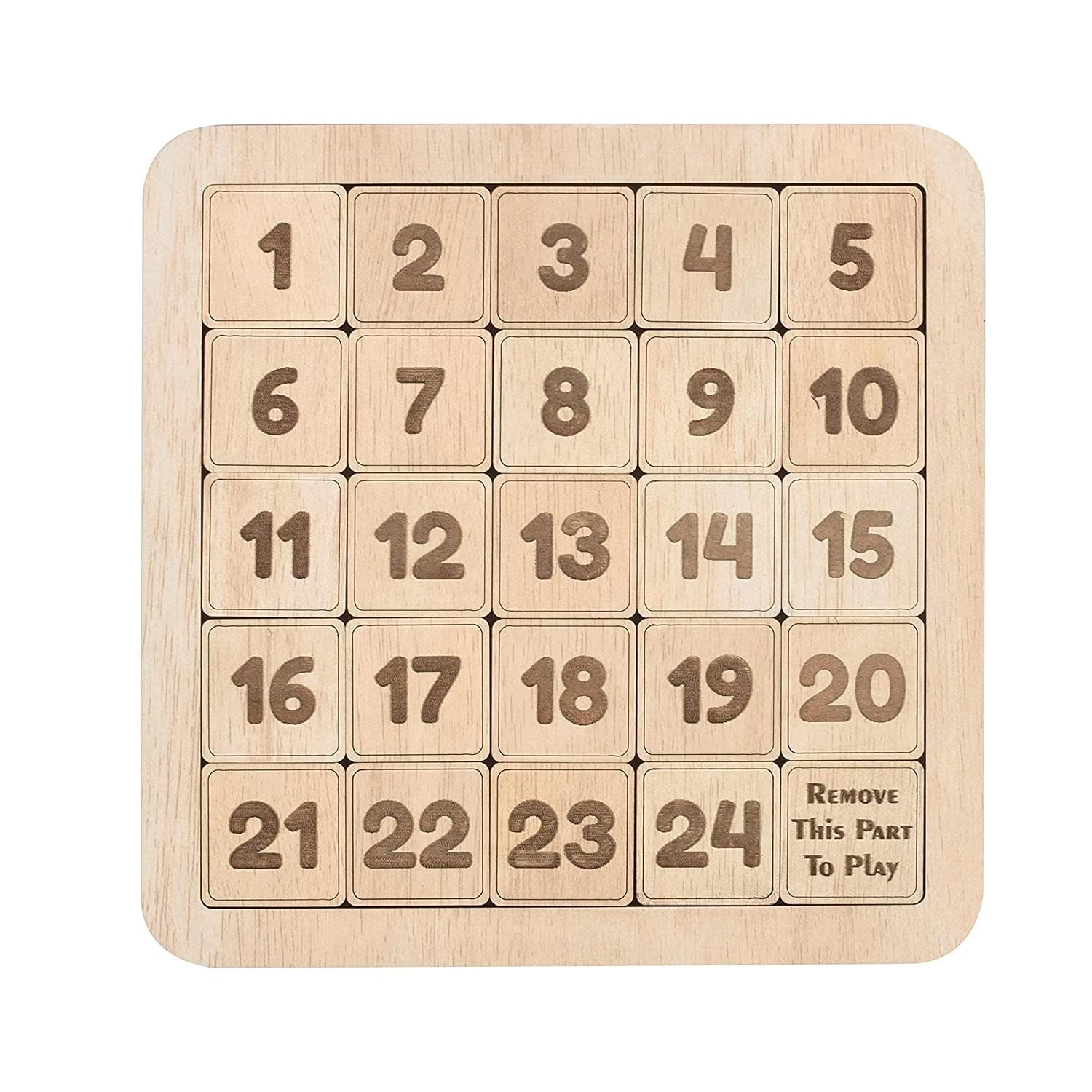 ECOTOUCH Wooden Number Slide Puzzle for Kids and Adults, Brain Teasers Toy Number Arranging and Mind Puzzle Game, Non-Interlocked Pieces (1 to 24)