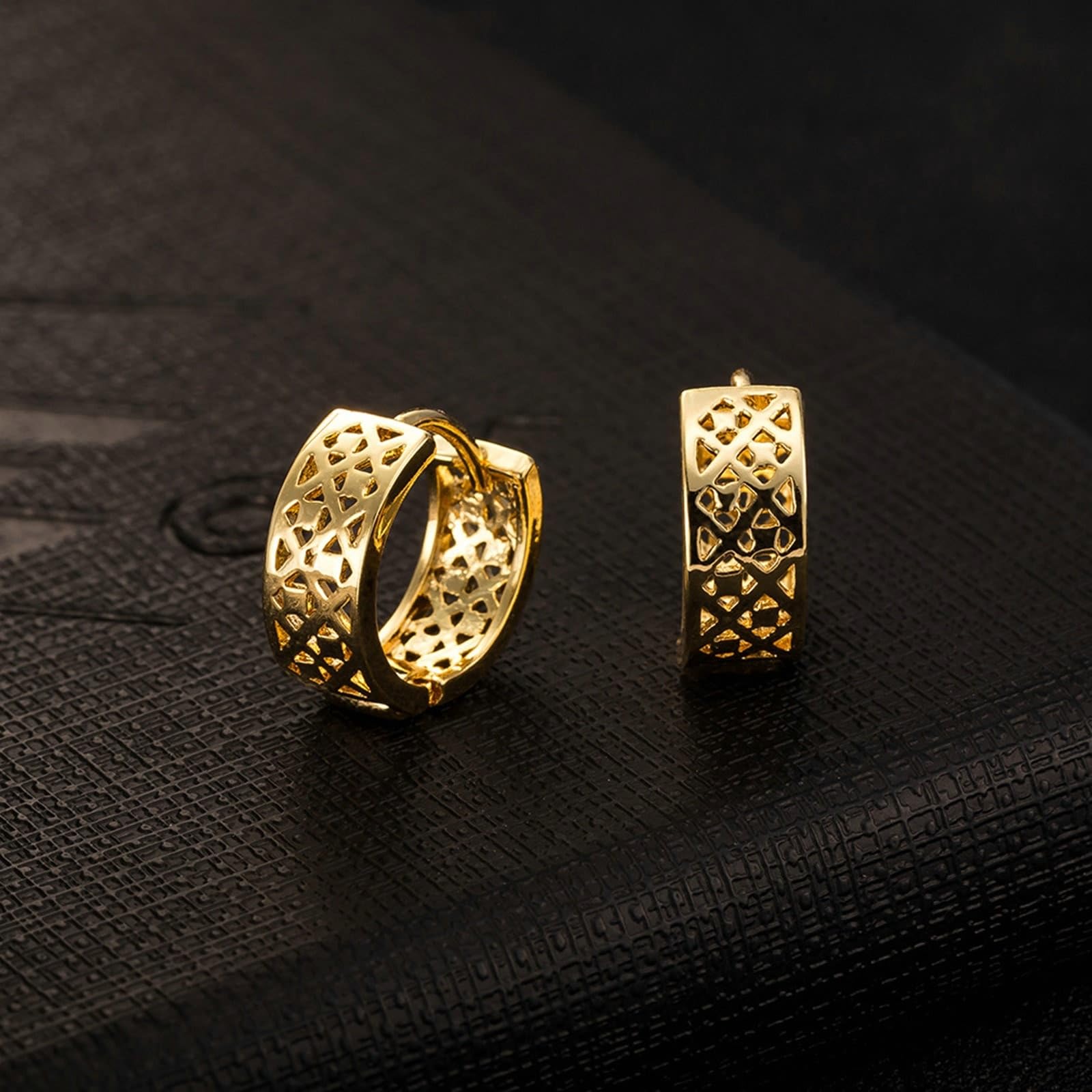 AMDXD Pendientes de mujer de oro amarillo 750 de 18 quilates, diseño hueco de círculo, pendientes de aro Au750, pendientes de aro para mujer, pequeños y auténticos