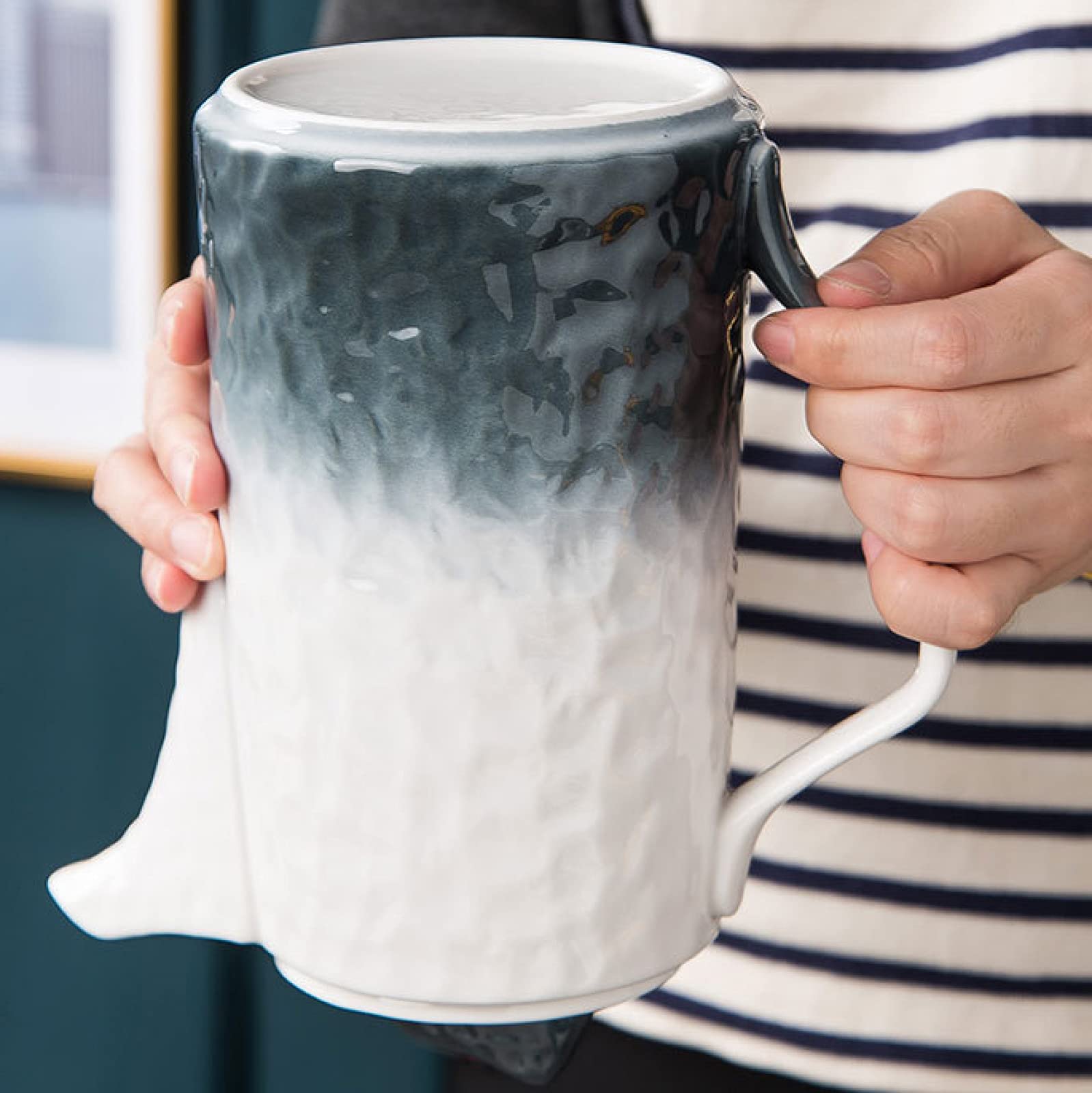 Zestaw filiżanek do espresso, kubki do kawy, herbata porcelanowa dla dorosłych 1 czajniczek 6 Nordic Service dla osób do użytku domowego i biurowego Prezent(Blue)