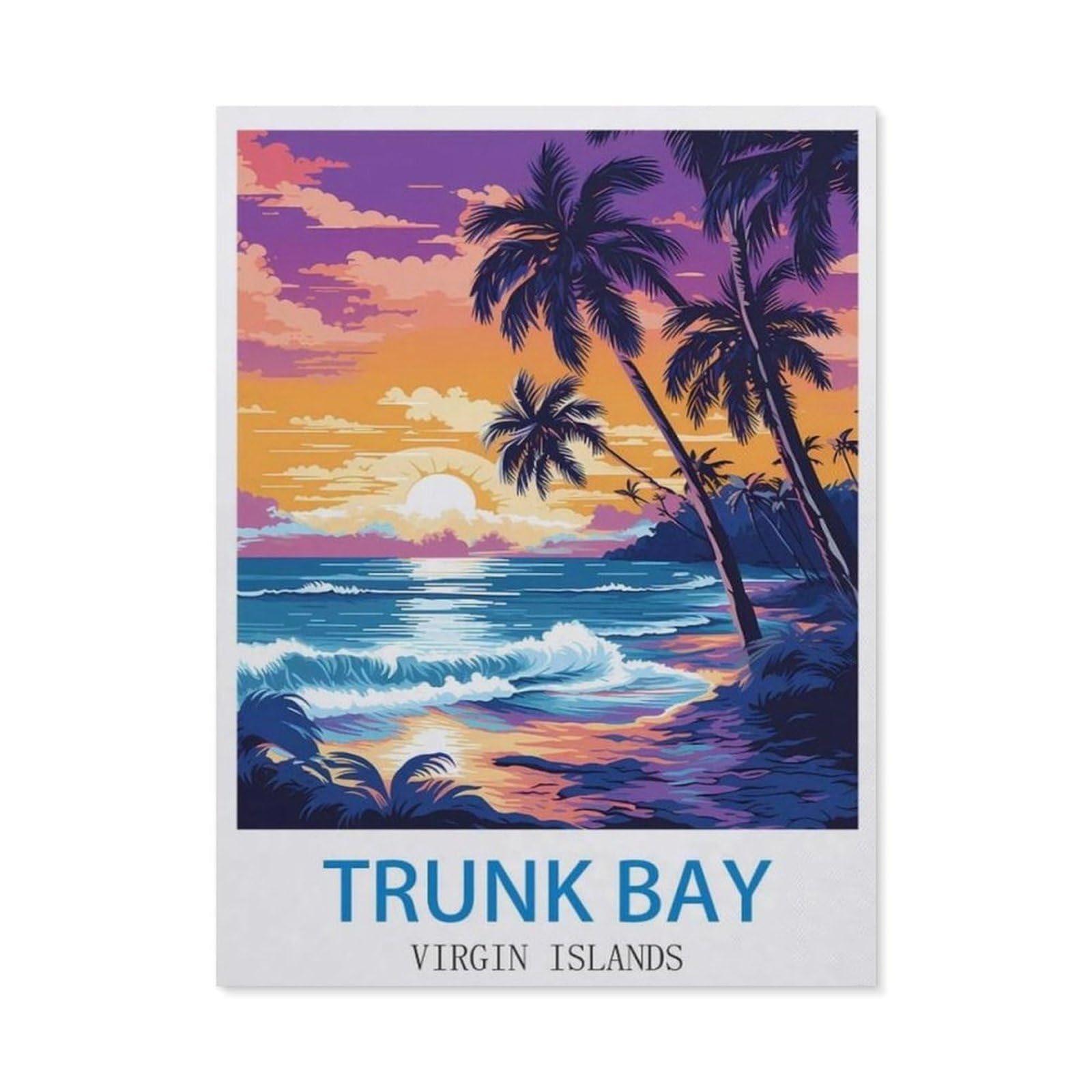 BEAYODKP DIY Diamond Painting，Trunk Bay Virgin Islands，Cross Stitch Full Drill 5D Embroidery Mosaic Wall Decor Art（40 x 50 cm/15.74 x 19.68 inches）-CM89