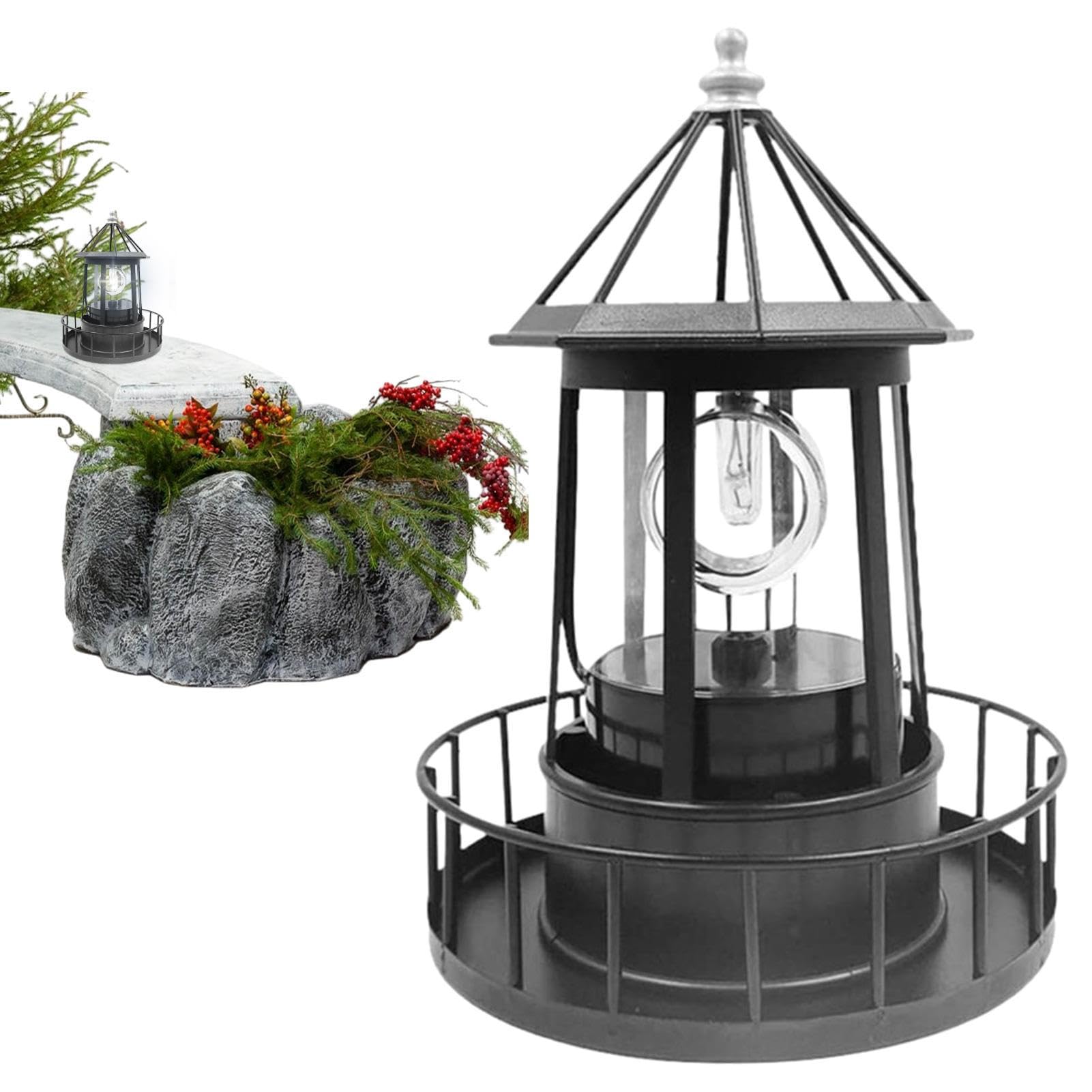 Vigcebit Solar Rotating Light - Waterproof LED Solar Rotating Lights | Waterproof 360 Rotating LED Light Light Houses Decorations for Landscape Ornaments, Lawn Lamp