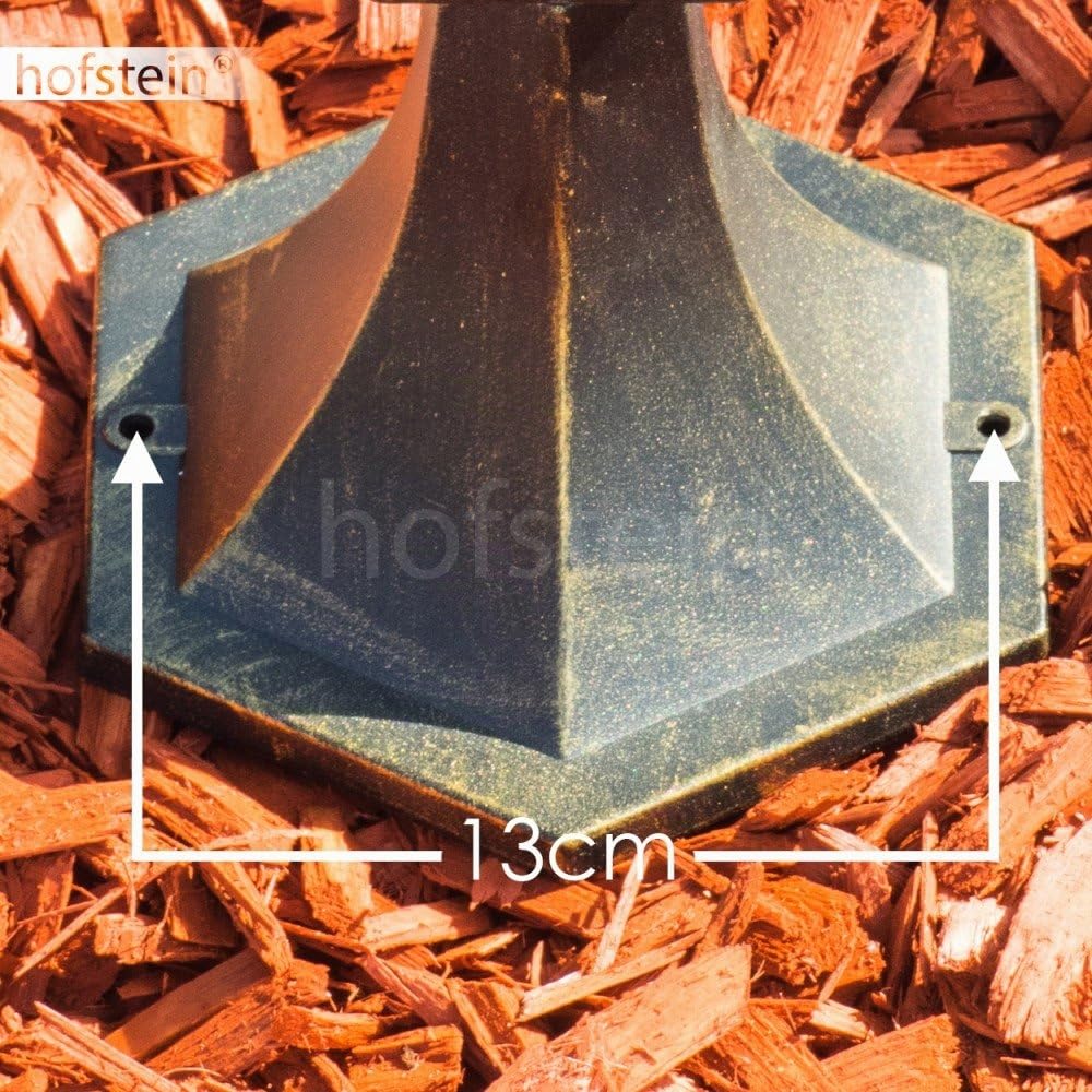 Lámpara de exterior Antibes, lámpara de pie de aspecto antiguo, aluminio fundido en marrón/oro con cristales, luz de camino de 40 cm, lámpara de jardín retro/vintage, E27, IP44, sin bombilla(s)