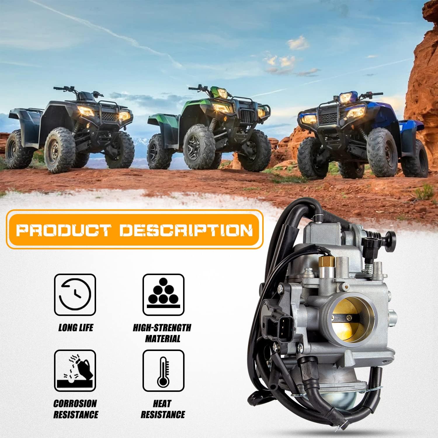 Ransoto 16100-HN2-013 Carburetor Carb Compatible with 2001-2005 Honda Foreman Rubicon 500 TRX500 2005-2011 Fourtrax TRX500 Replaces 16100-HN2-305