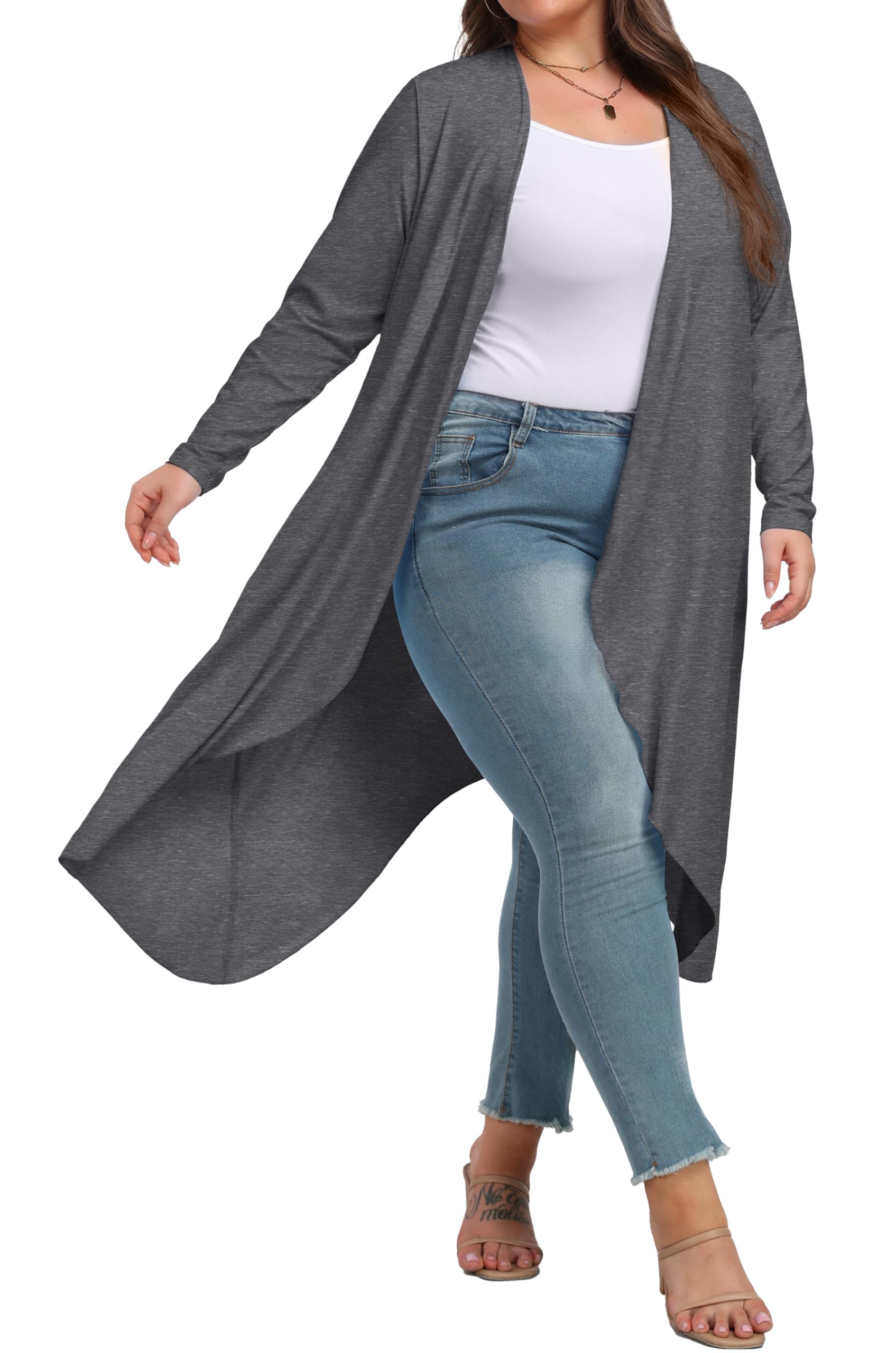 OLRIK Plus Size Cardigan for Women Trendy Lightweight Fall Clothes Long Duster Cardigans for Women with Pockets