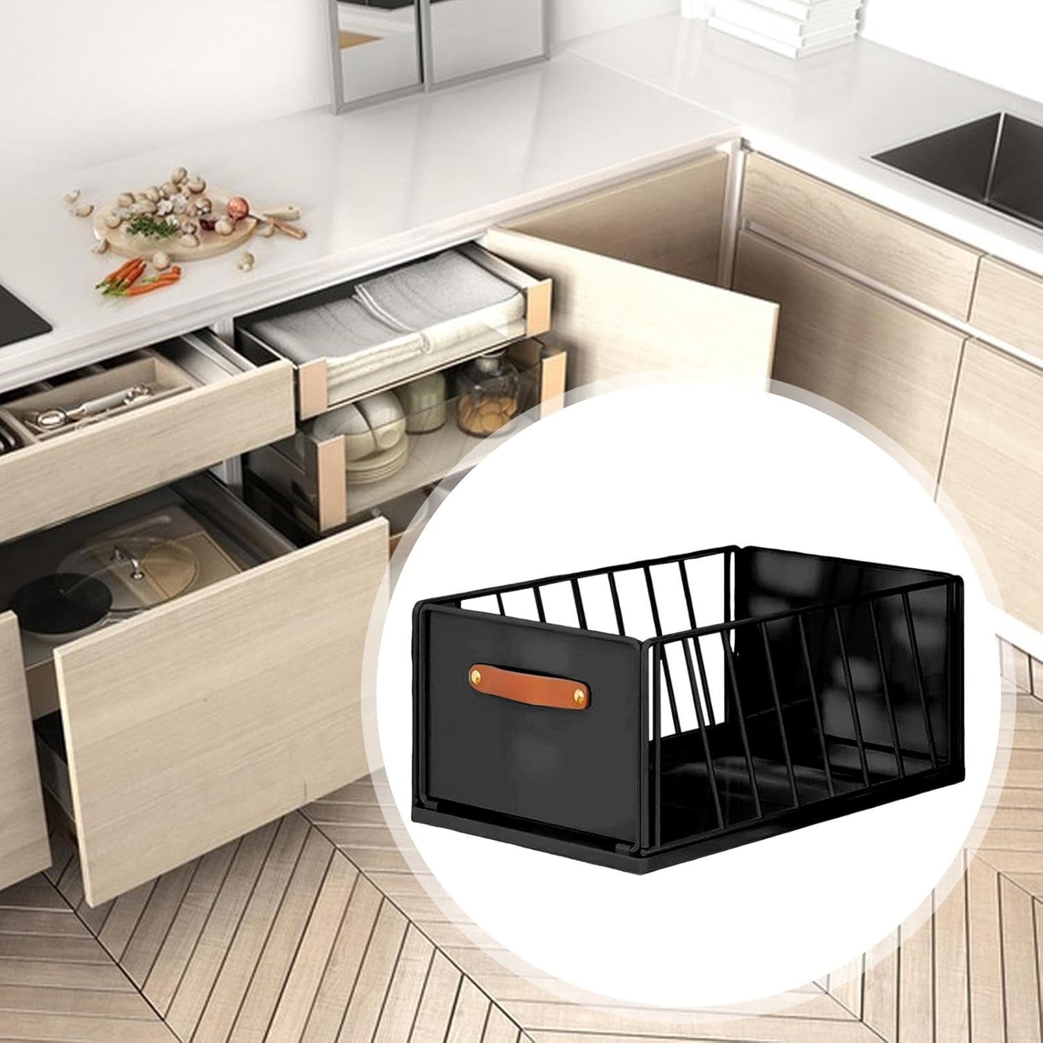 Fenteer 引き出し式キャビネットオーガナイザー シンク下収納 簡単設置 ポータブル ハンドル付き スライド式引き出し 家庭用カ