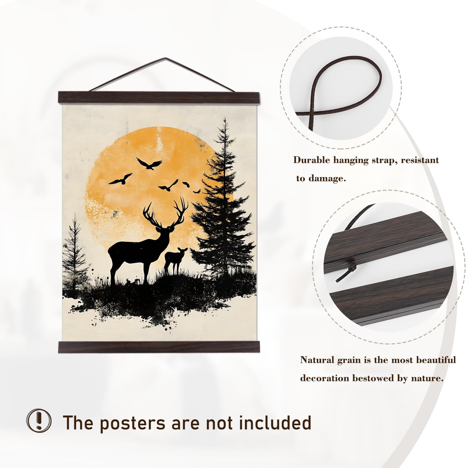 Cornice Magnetica Per Poster A3 In Legno Noce - 30 Cm, Cambio Rapido, Senza Danneggiare L'immagine