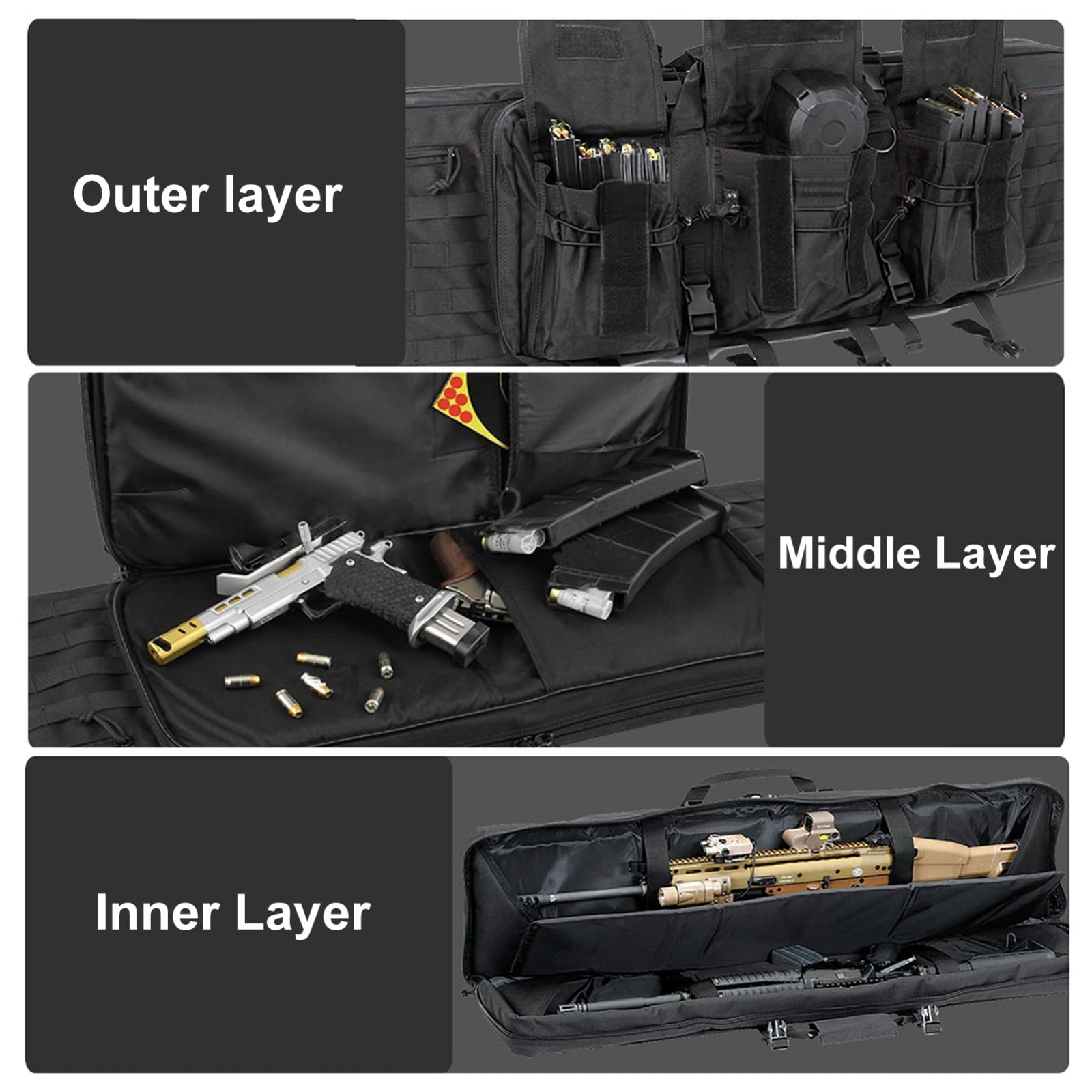 Funda para Armas Largas,Bolsa para Rifle con Cerradura,Funda para Transporte de Armas,Funda Mochila para Carabina, Escopeta de Airsoft con Correa para El Hombro para Caza Pesca