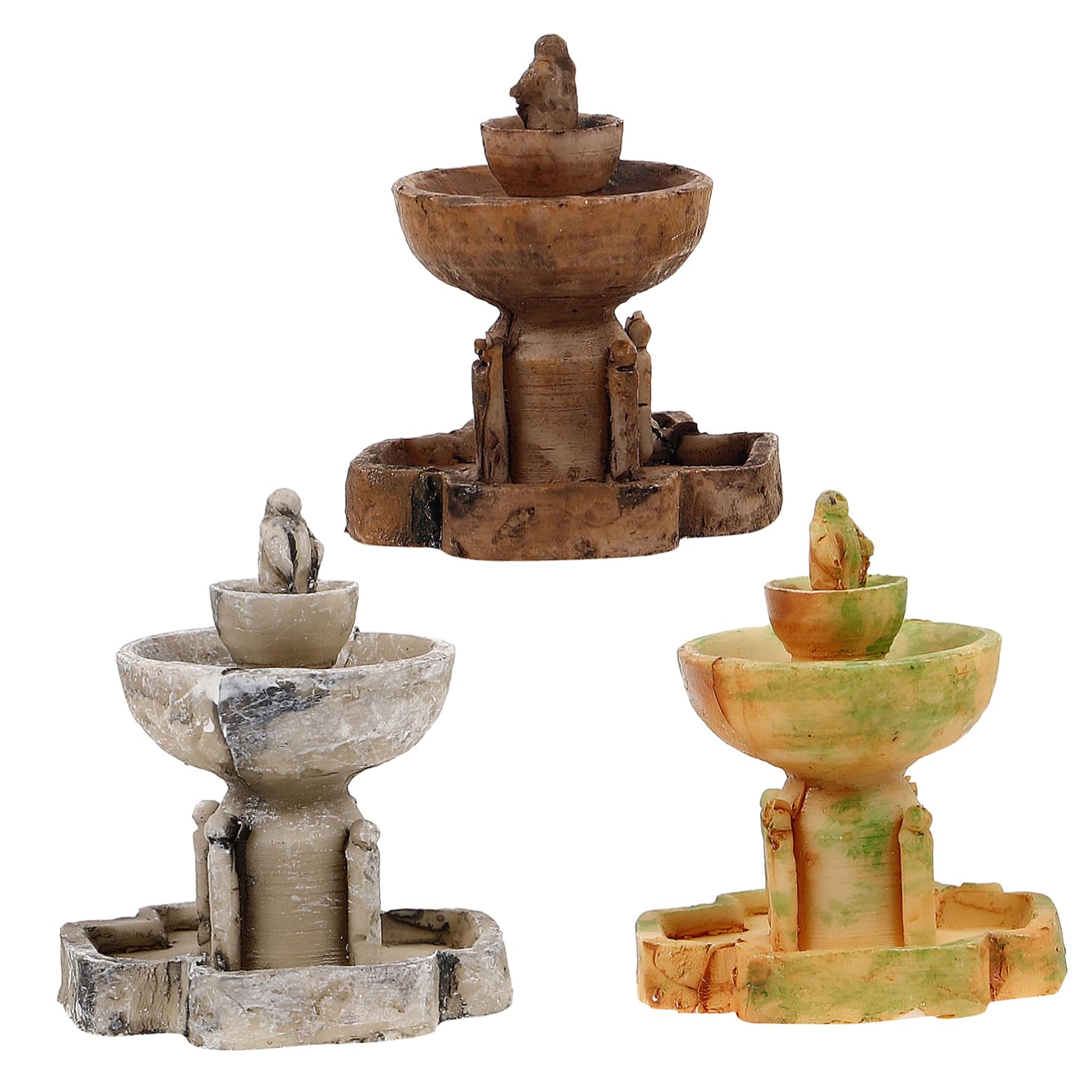 SEWOART Resin Micro Landscape Fountain 3pcs Miniature Garden Ornaments Miniature Garden Accessories Set
