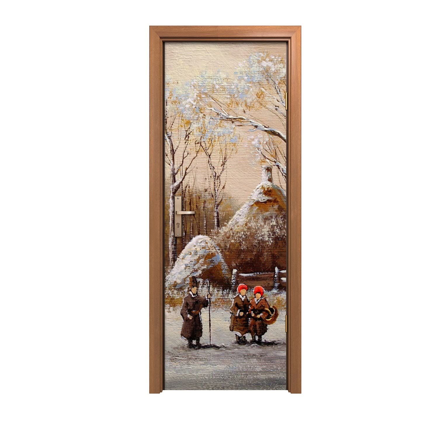 Autocollant de porte 70x200cm décor d'hiver Arbre de neige
