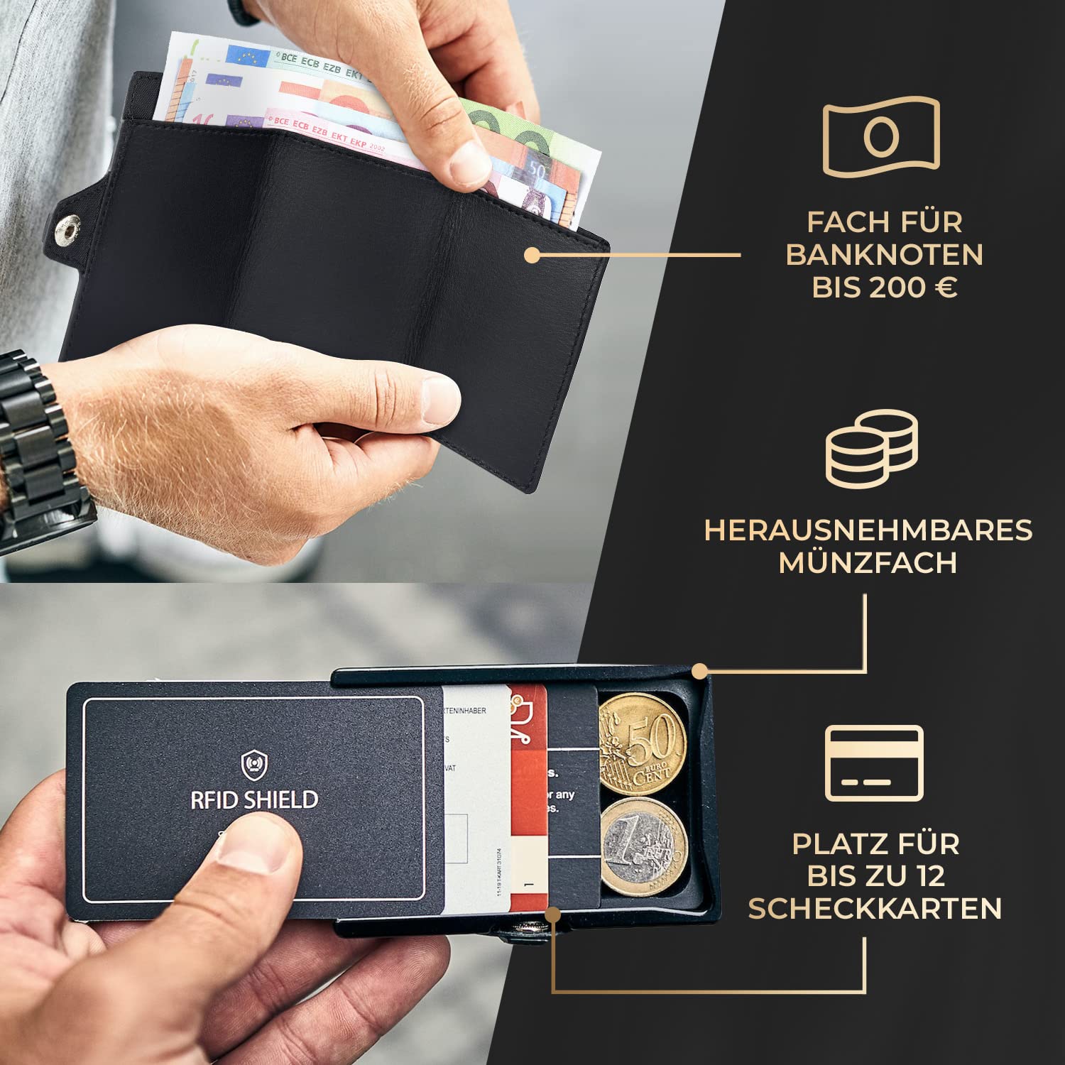ZNAP Airtag Wallet aus Premium Leder | Kreditkartenetui Herren | Geldbörse Herren | RFID-Blockierung & Slim Wallet