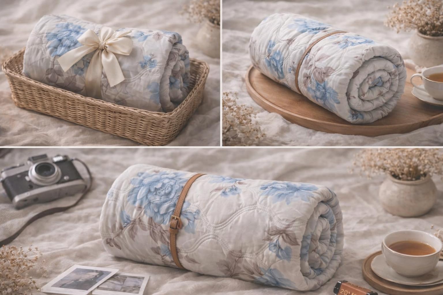 Super Soft Glace Cotton King Size AC Double Bed Comforter II Blanket (Grey-Blue)-image-42