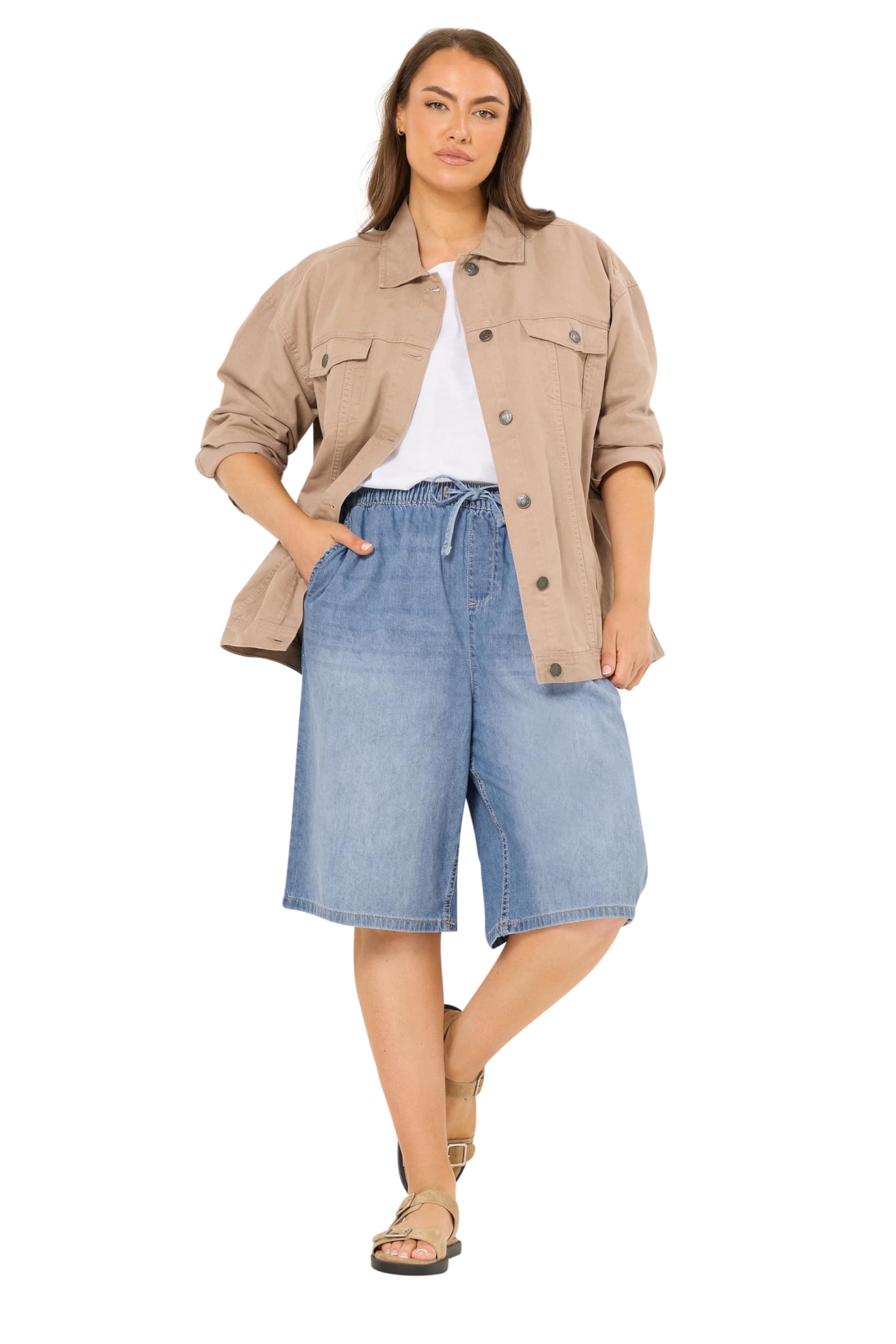 Yours Women's Denim Shorts - Mid Blue - Size 24