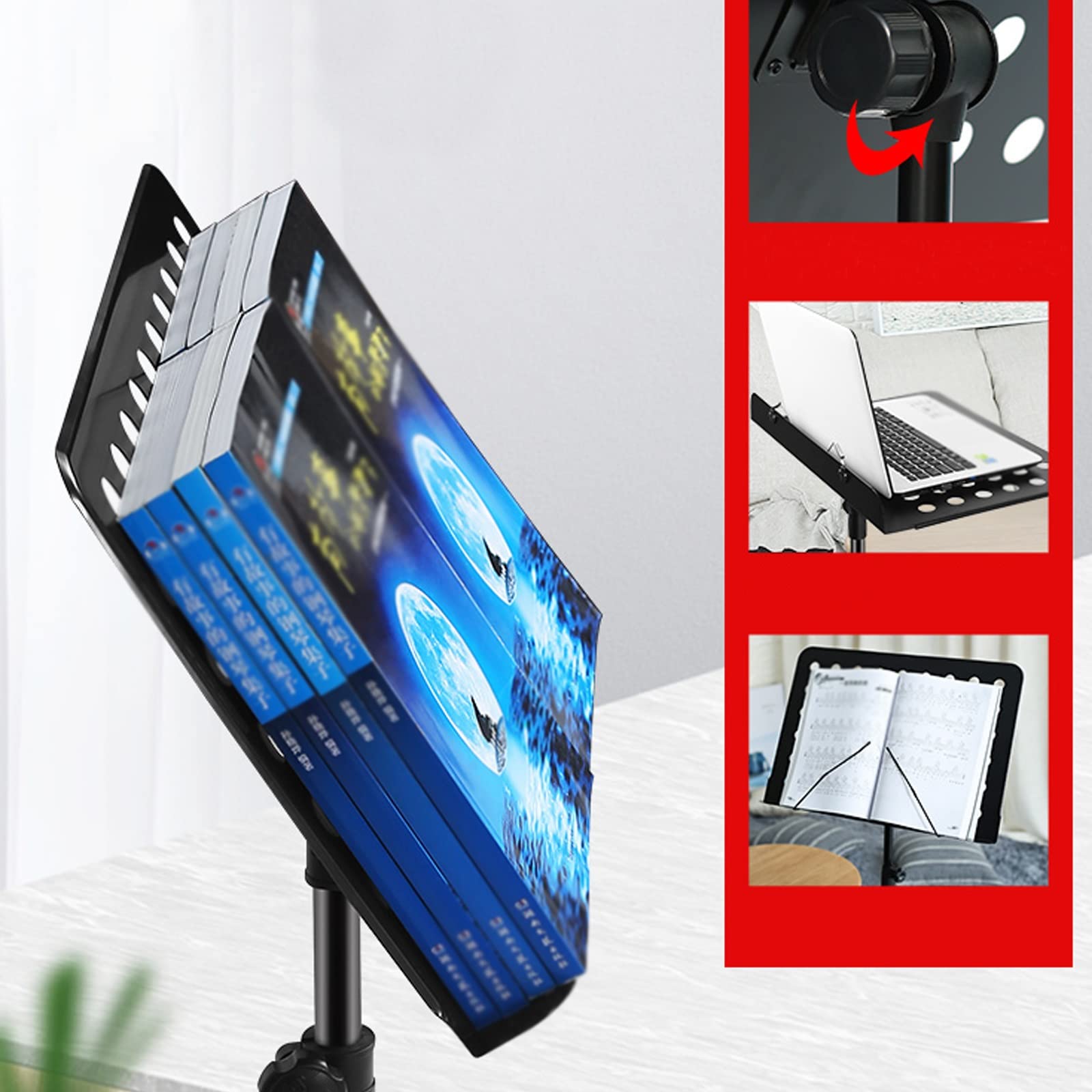 HJXGQJM Negro Atril para Partitura Plegable Portátil Musica Metalico Soporte De Ajustables con Bolsa De Transporte, Atril Metalico, Altura Ajustable, para Tocar Instrumentos, Teclado De Batería(Blue)
