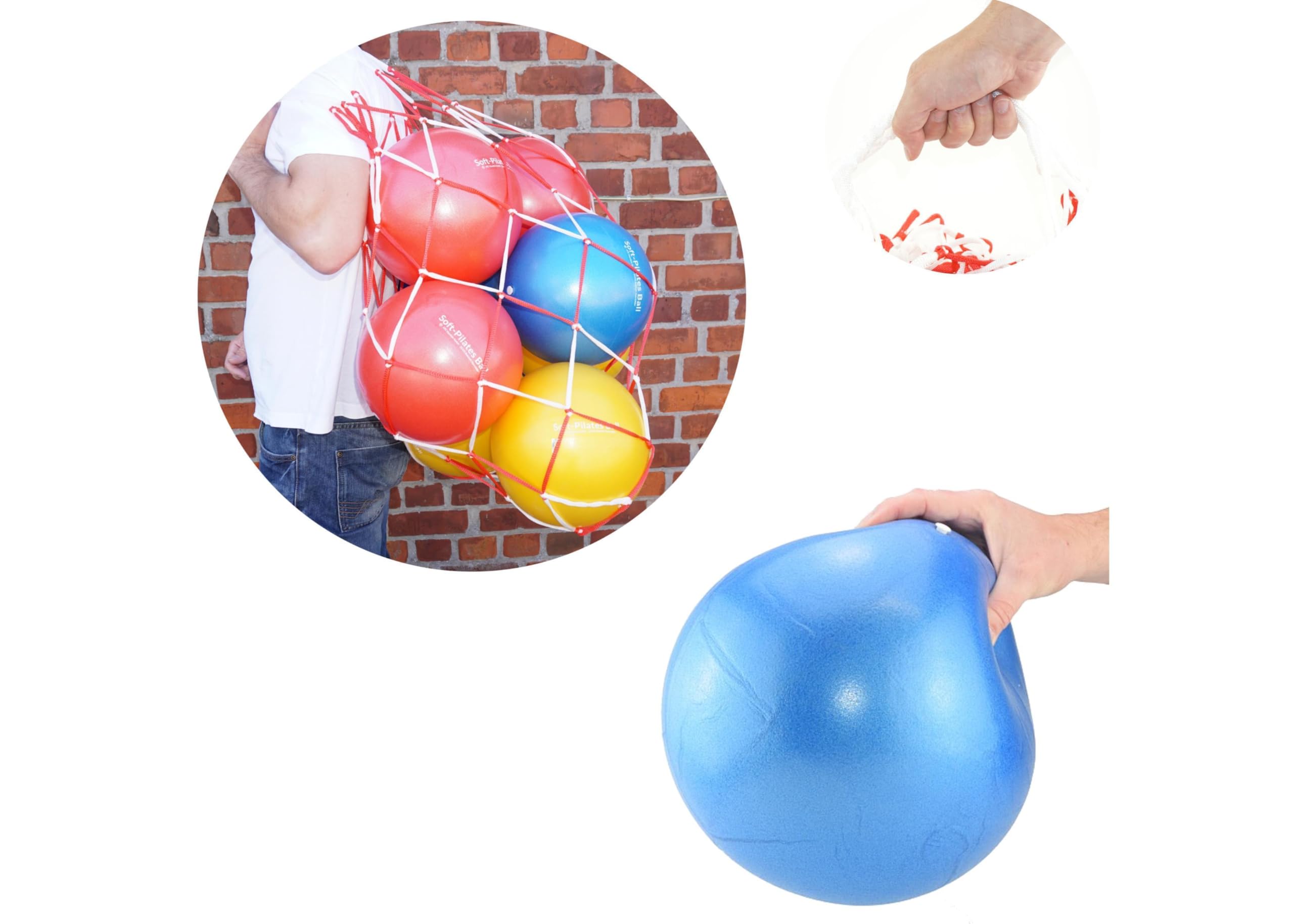 ATC Handels GmbH Soft Pilates & Yoga Ball Sets inklusive Ballnetz für Fitness, Entspannung und Spaß