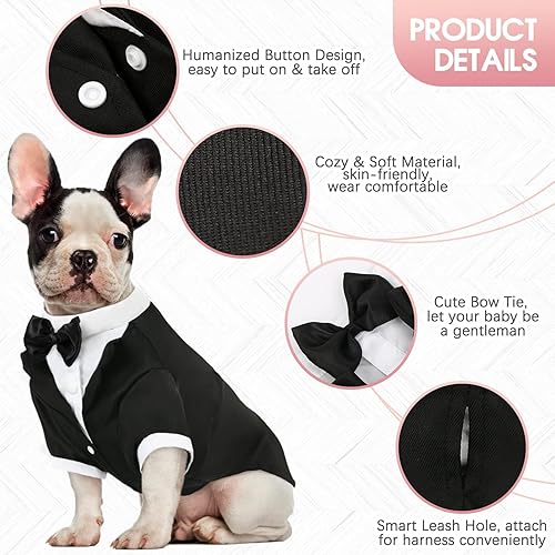 Miniatura 3 de Kuoser Esmoquin para perro, traje de boda para perro con pajarita, disfraz formal para perros, esmoquin para mascotas, fiesta de boda, cumpleaños,