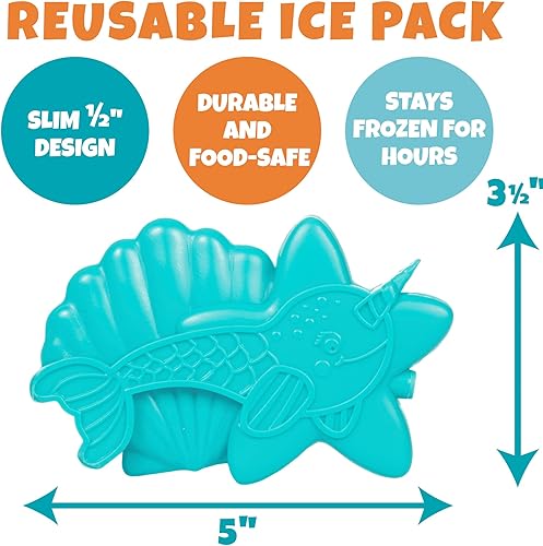 Miniatura 10 de Bentology Juego de bolsas de almuerzo para niños, guepardo, con bolsa de hielo duro reutilizable y tarro de alimentos aislado para bebidas o sopas,