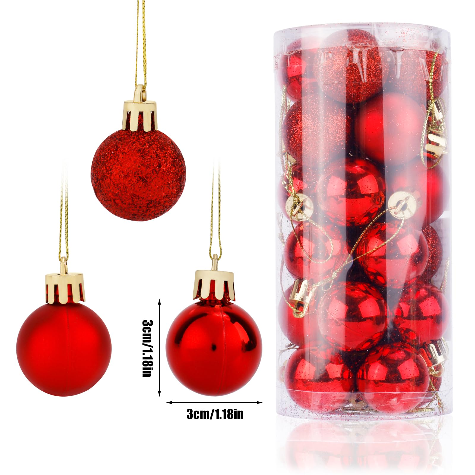 200 Mini Boules De Noël Incassables 10mm | Lot Multicolore Rouge, Vert, Or, Blanc | Décoration Sapin Et Intérieur - 12