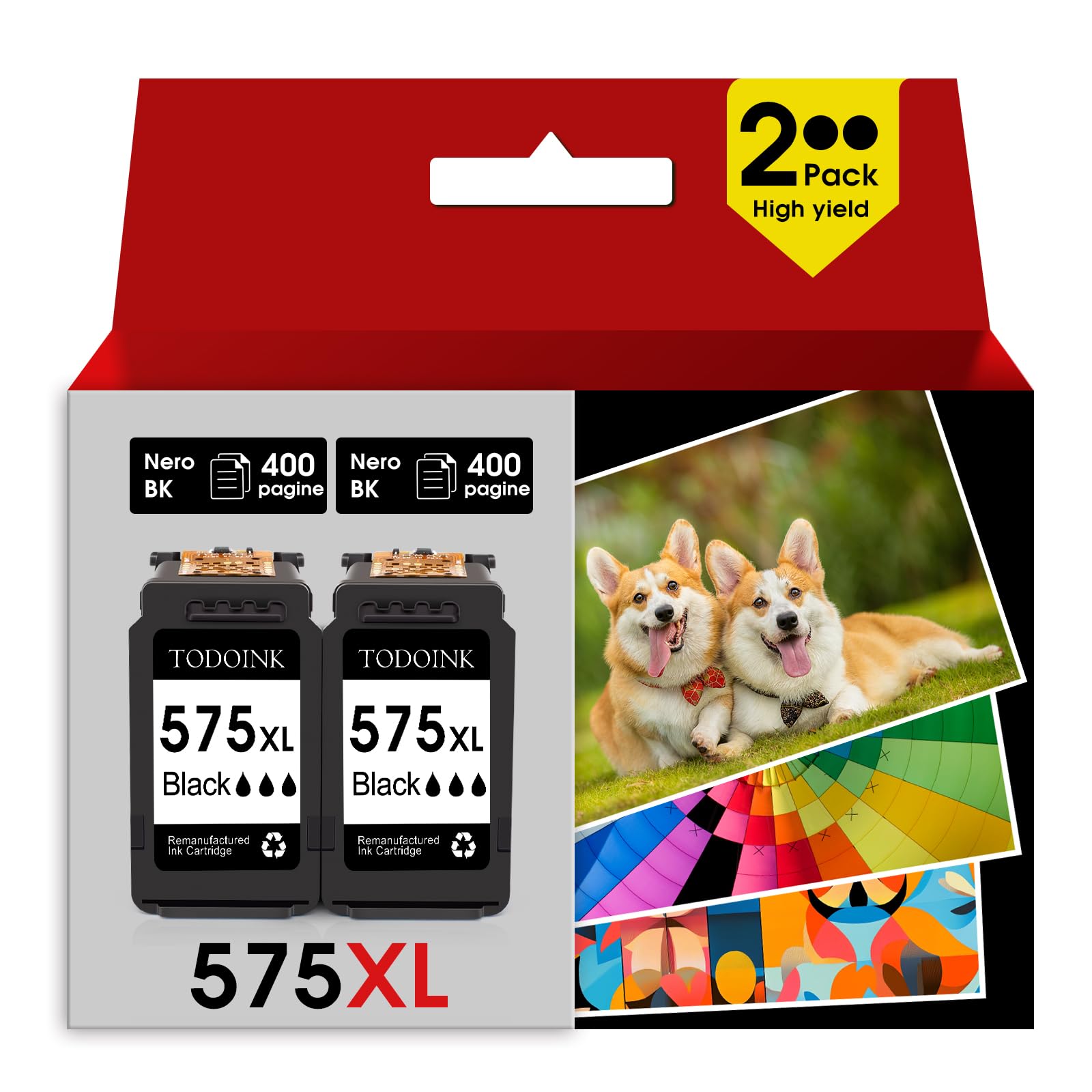 TODOINK PG575XL Nero Cartucce d'inchiostro PG-575XL cartucce 575 nero per canon 575 xl per TS3550i TS3551i TS3750i TS3751i TS3752i TR4750i TR4751i TR4755i TR4756i (2 Nero)