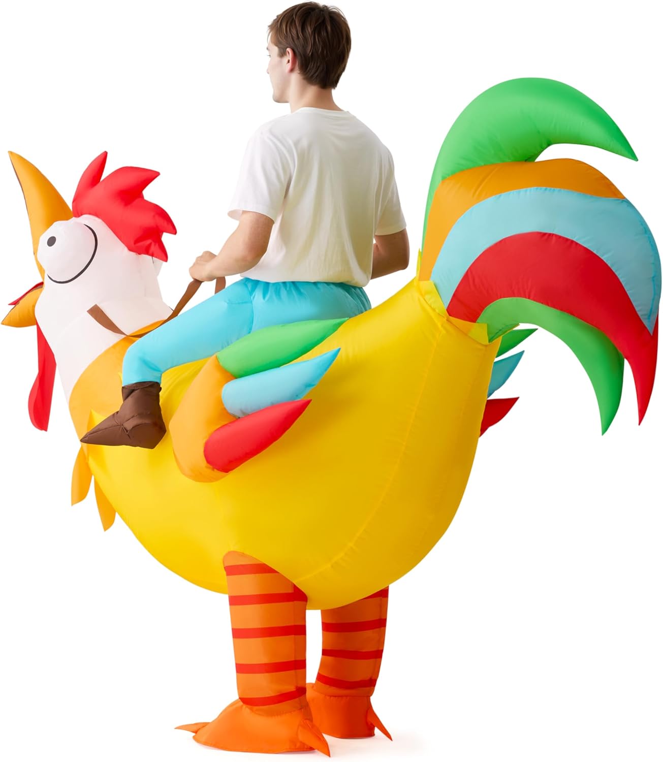 Spooktacular Creations Chicken Inflatable Costume Adult, Ride on Rooster Blow Up Funny Costume for Halloween Themed Parties - Image 4