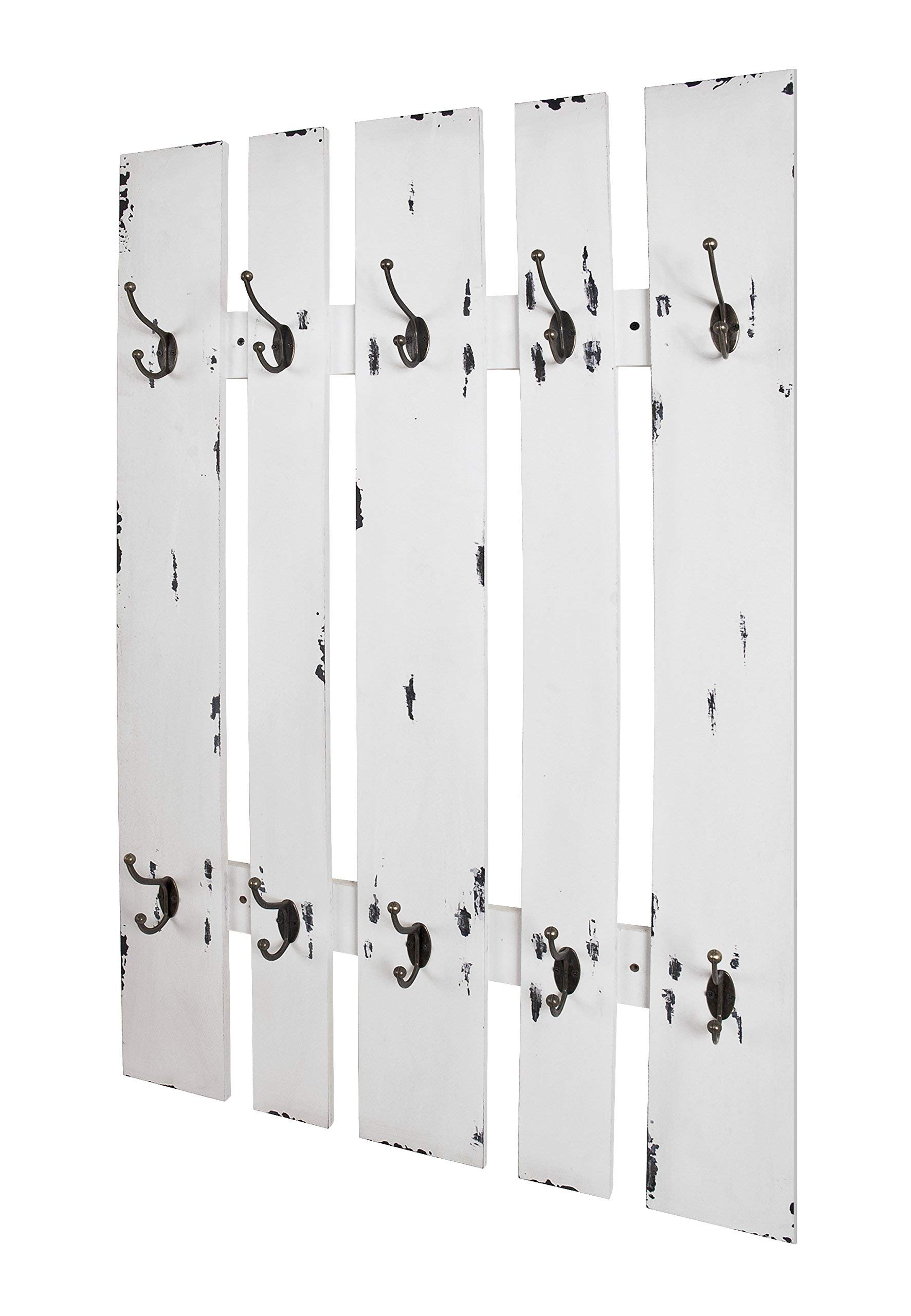 HAKU Perchero de pared blanco, blanco, MDF, metal - Dim.: AN 65 cm x AL 100 cm x P 9 cm, Estilo: Industrial